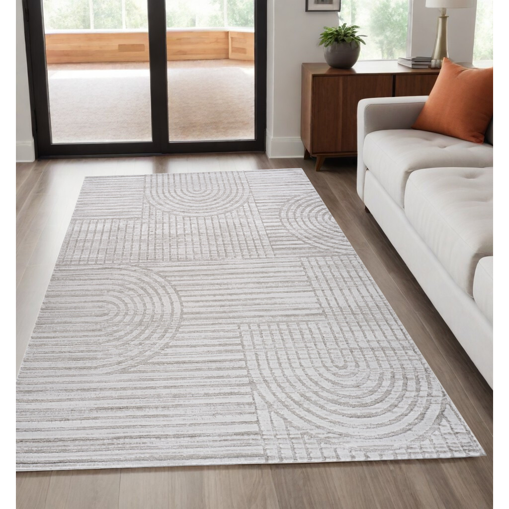 5' X 8' Gray Abstract Geometric Distressed Area Rug