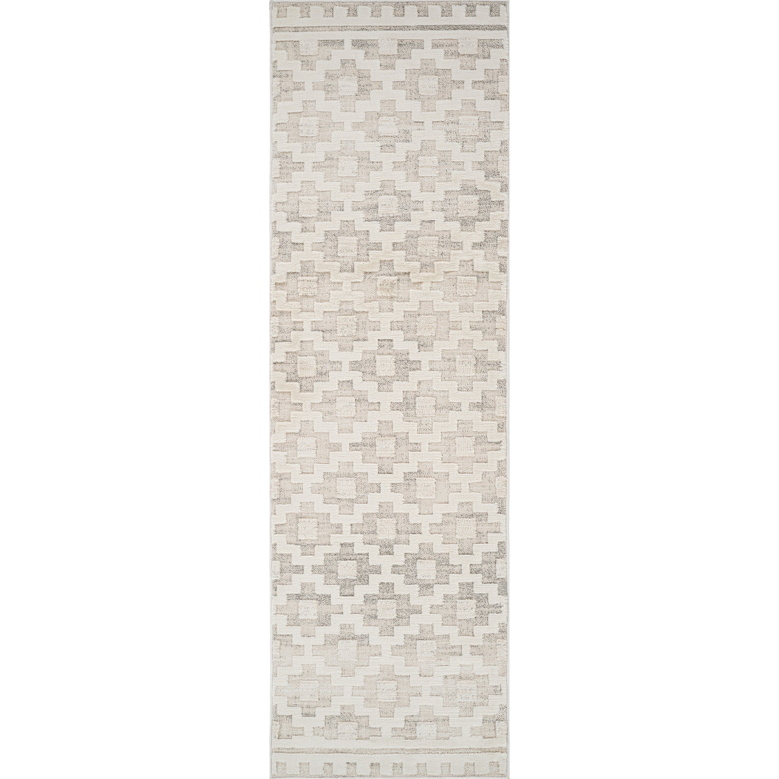 8' Gray and Beige Moroccan Distressed Area Rug