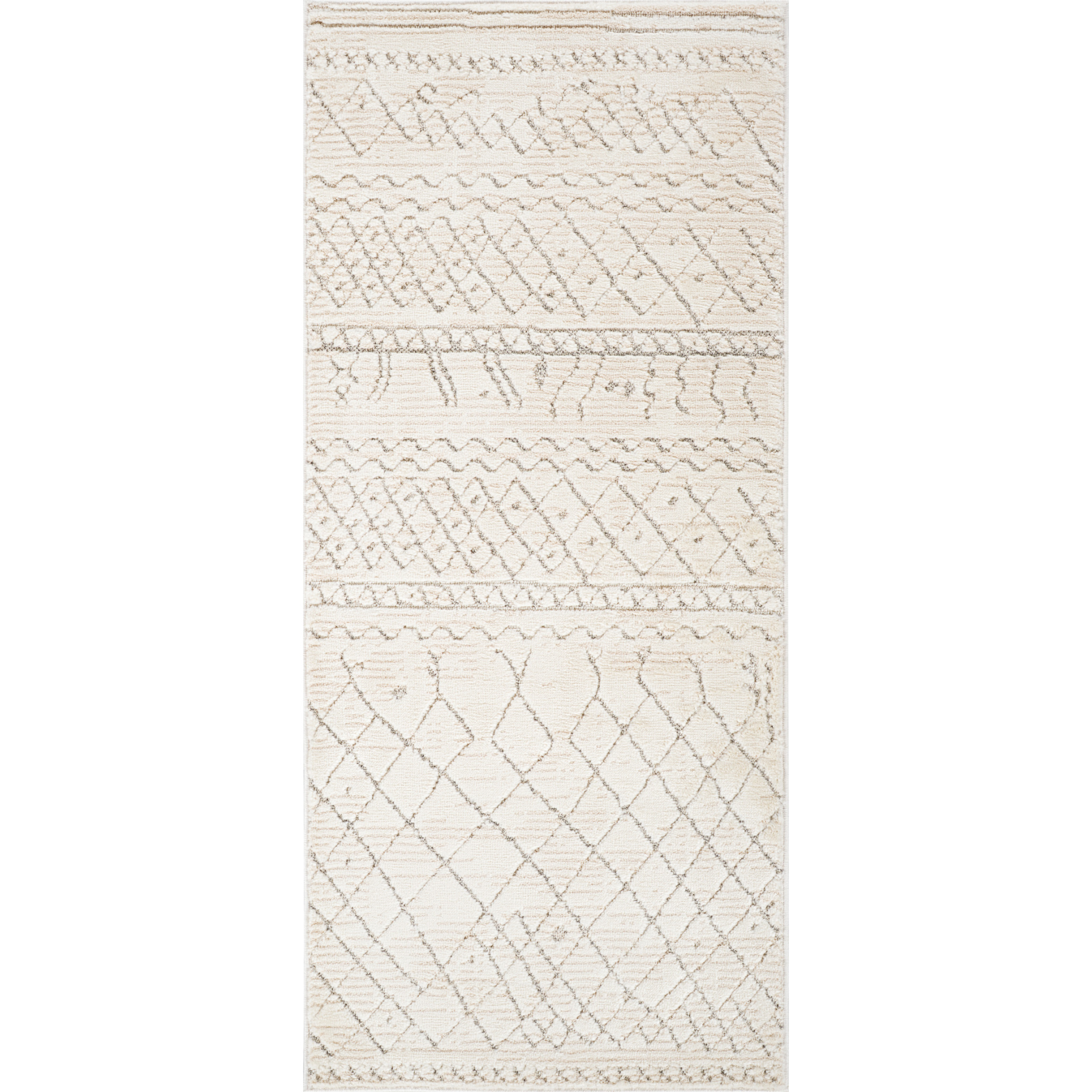 2' X 5' Gray and Beige Abstract Distressed Area Rug