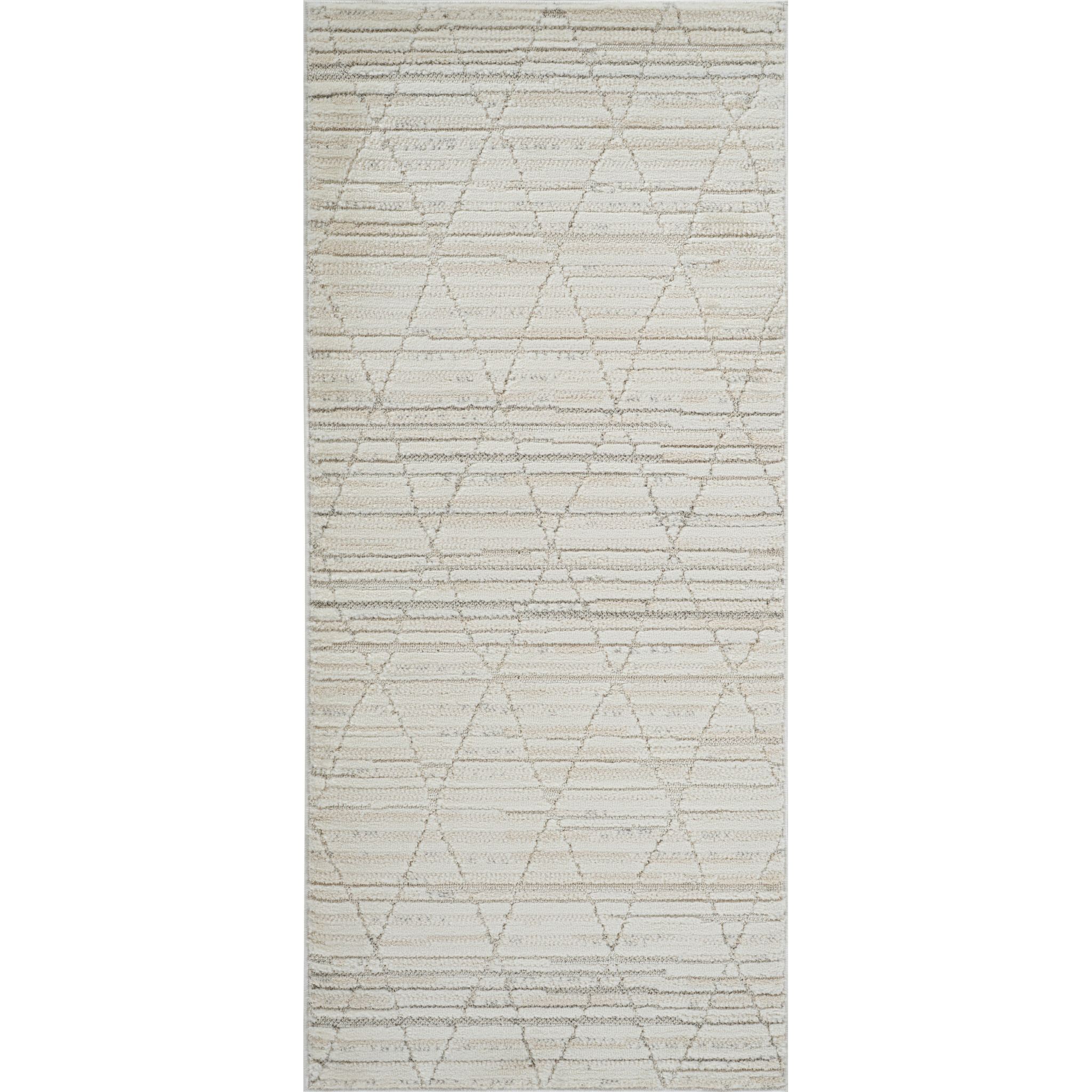 2' X 5' Gray and Beige Geometric Distressed Area Rug