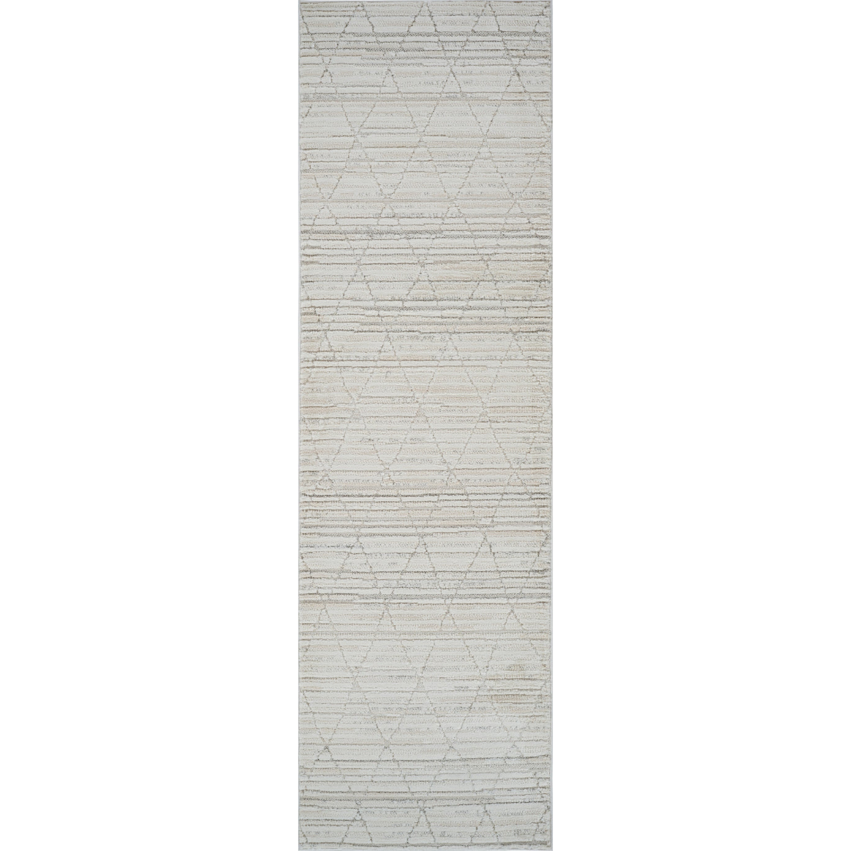 8' Gray and Beige Geometric Distressed Area Rug