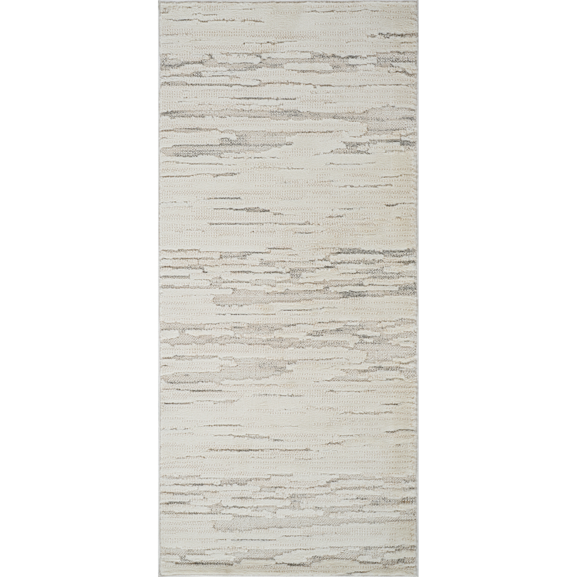 2' X 5' Gray and Beige Geometric Distressed Area Rug