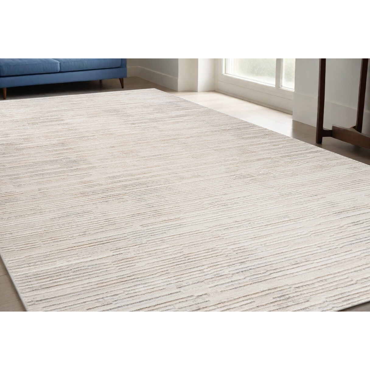 5' X 8' Gray and Beige Geometric Distressed Area Rug