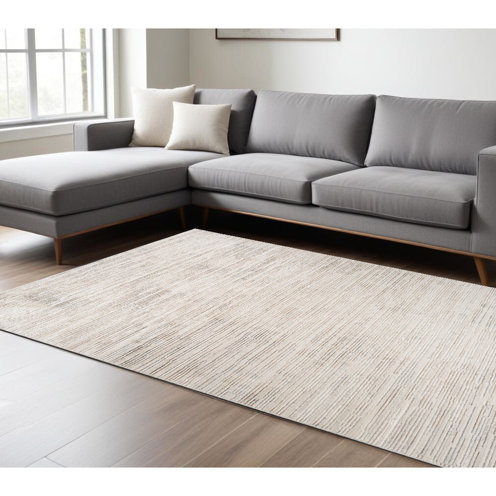 8' X 11' Gray and Beige Geometric Distressed Area Rug