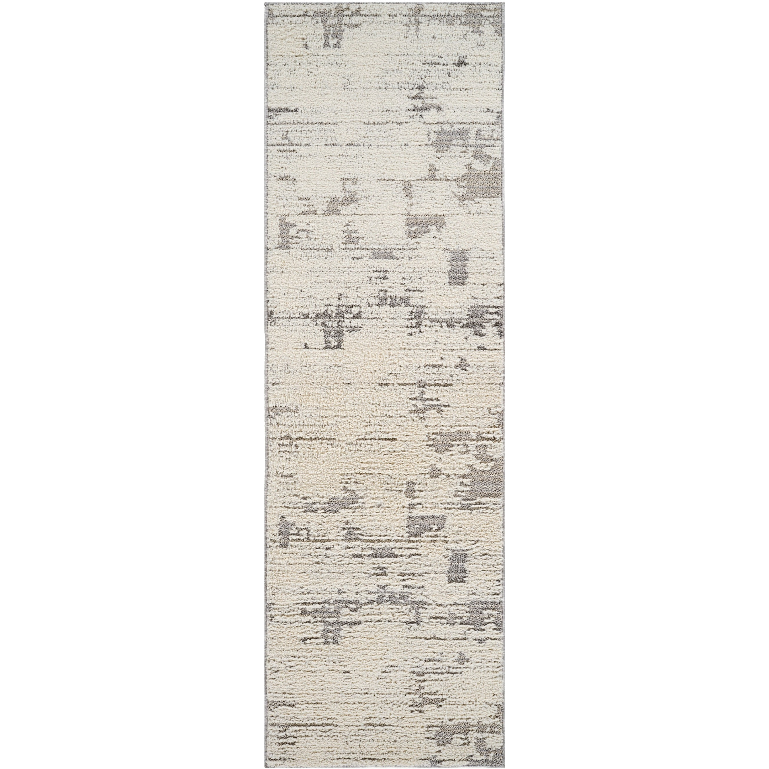8' Gray and Cream Abstract Distressed Area Rug
