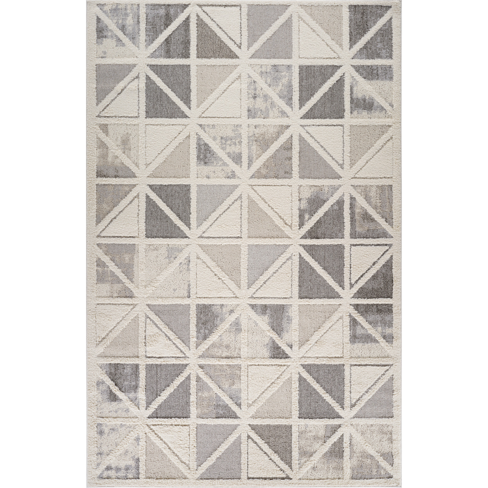 8' X 11' Gray and Cream Geometric Distressed Area Rug