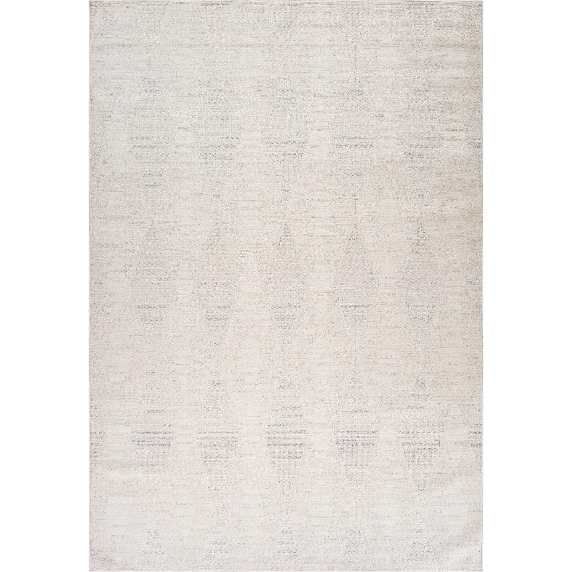 5' X 8' Cream and Beige Geometric Distressed Area Rug