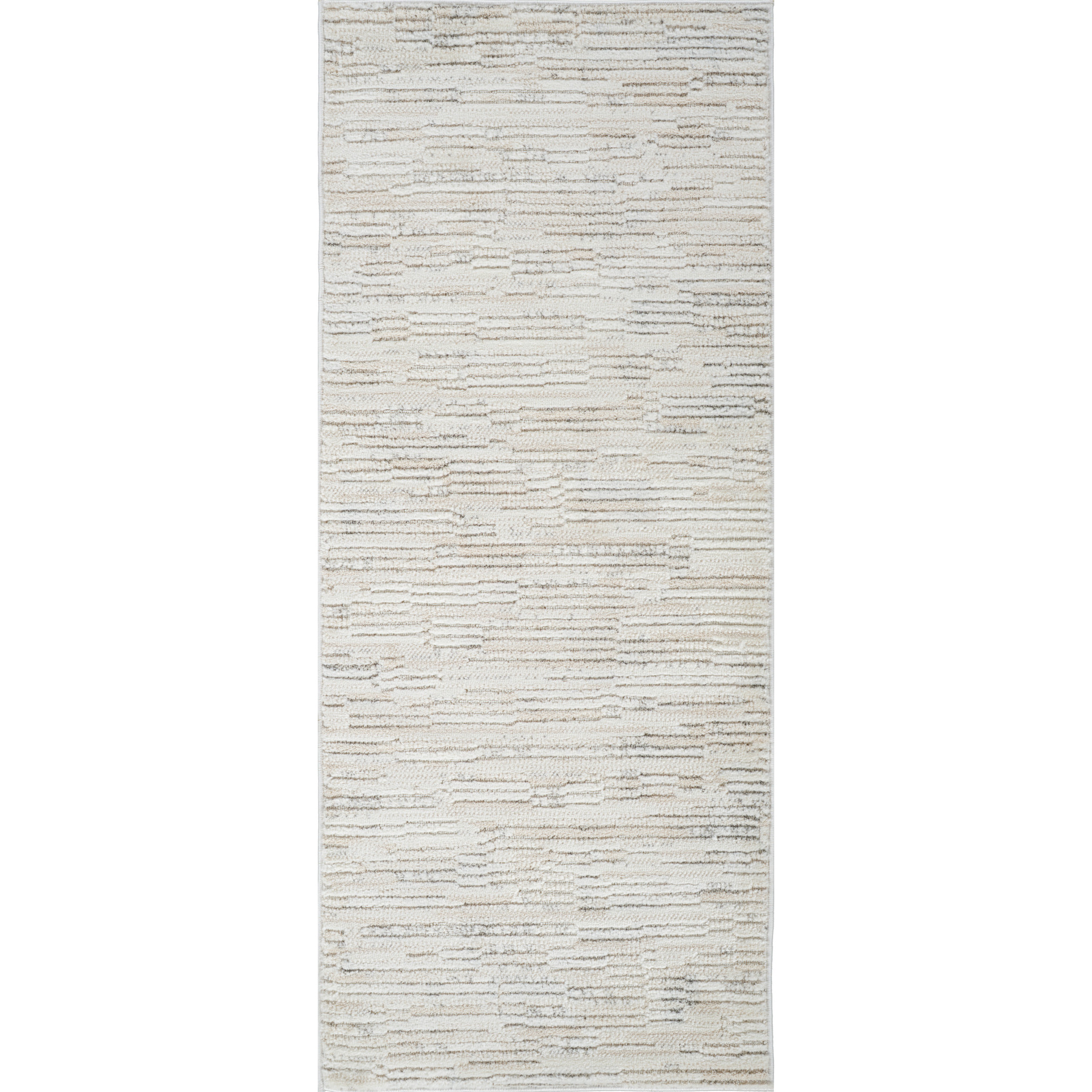 2' X 5' Gray and Beige Geometric Distressed Area Rug