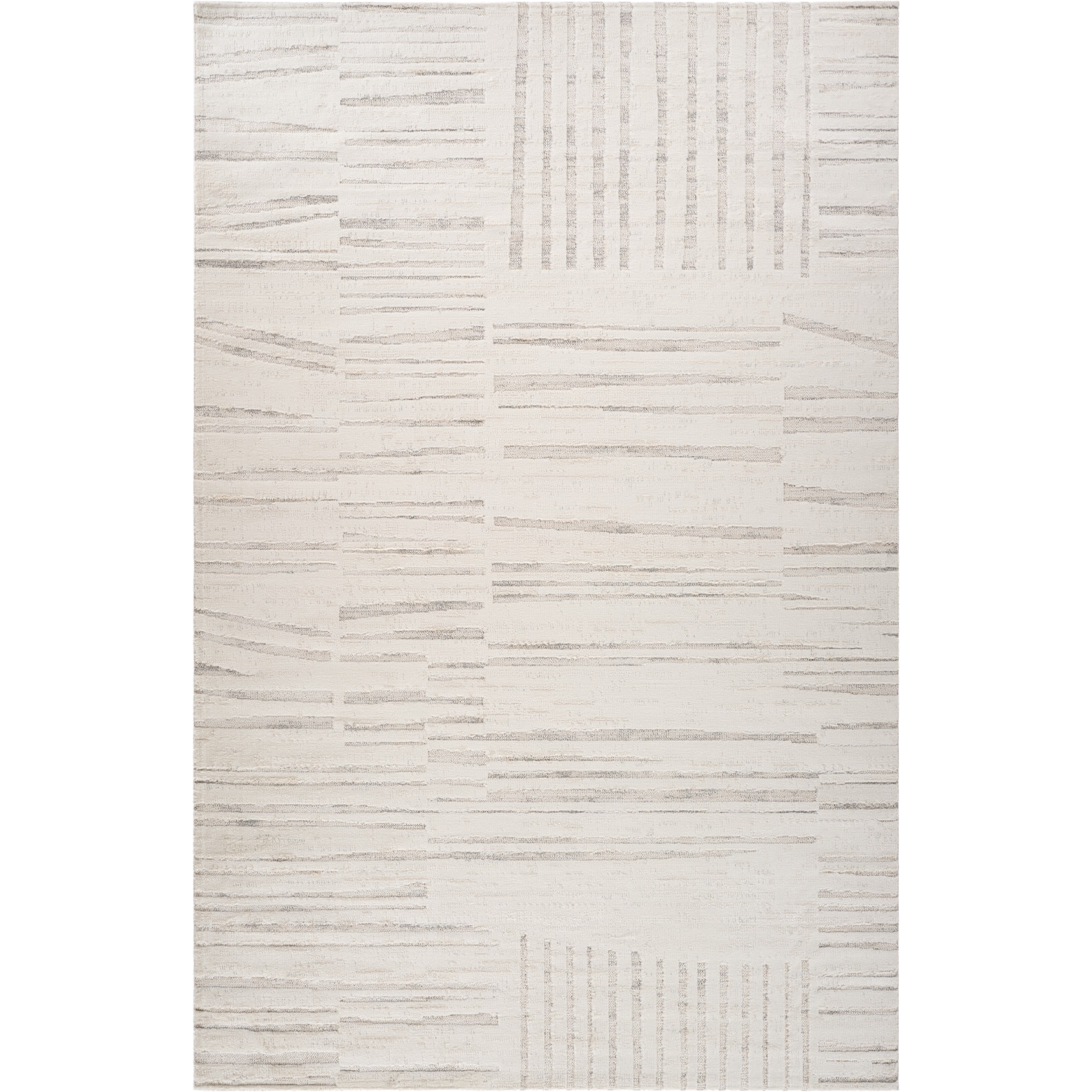 4' X 6' Gray and Beige Geometric Distressed Area Rug