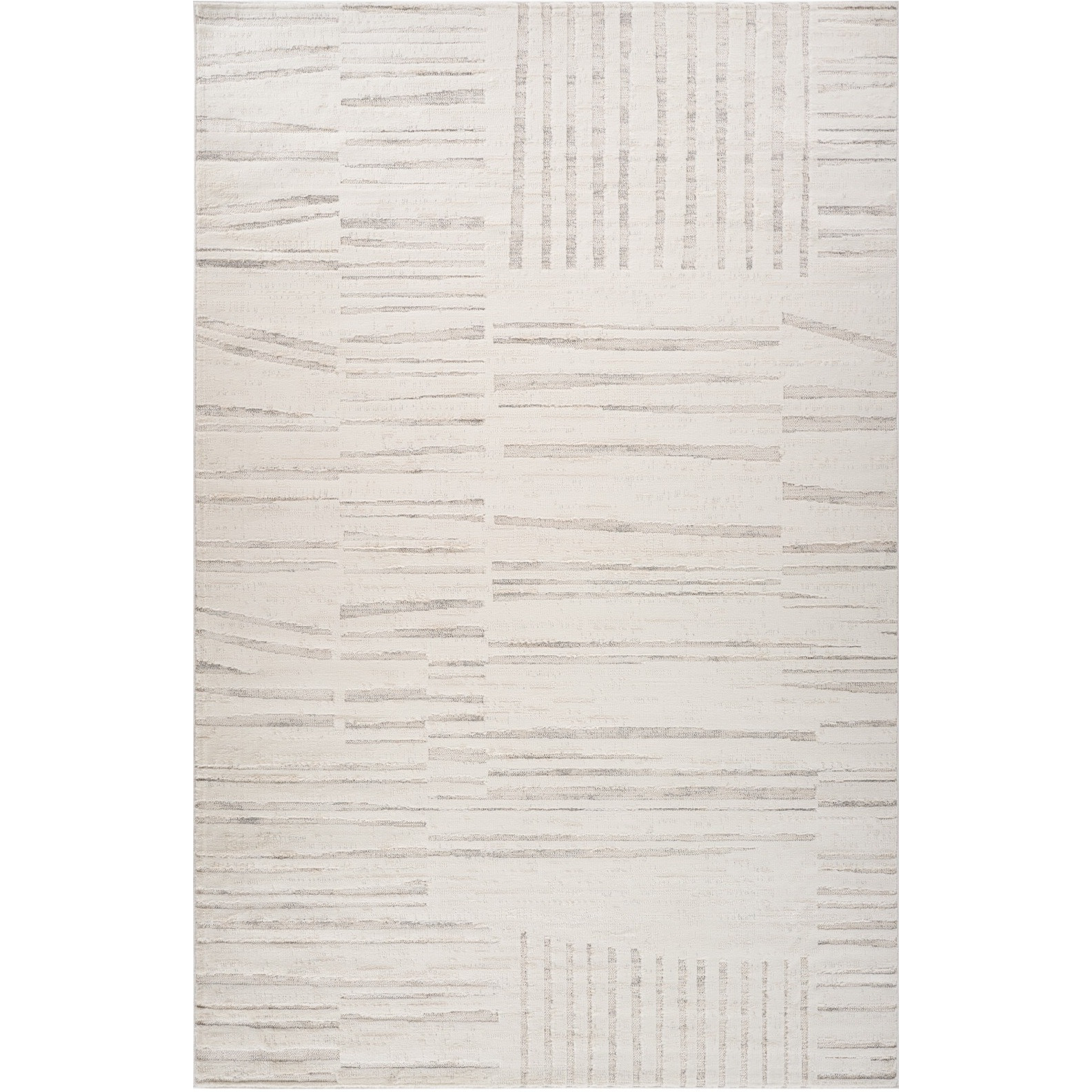 5' X 8' Gray and Beige Geometric Distressed Area Rug