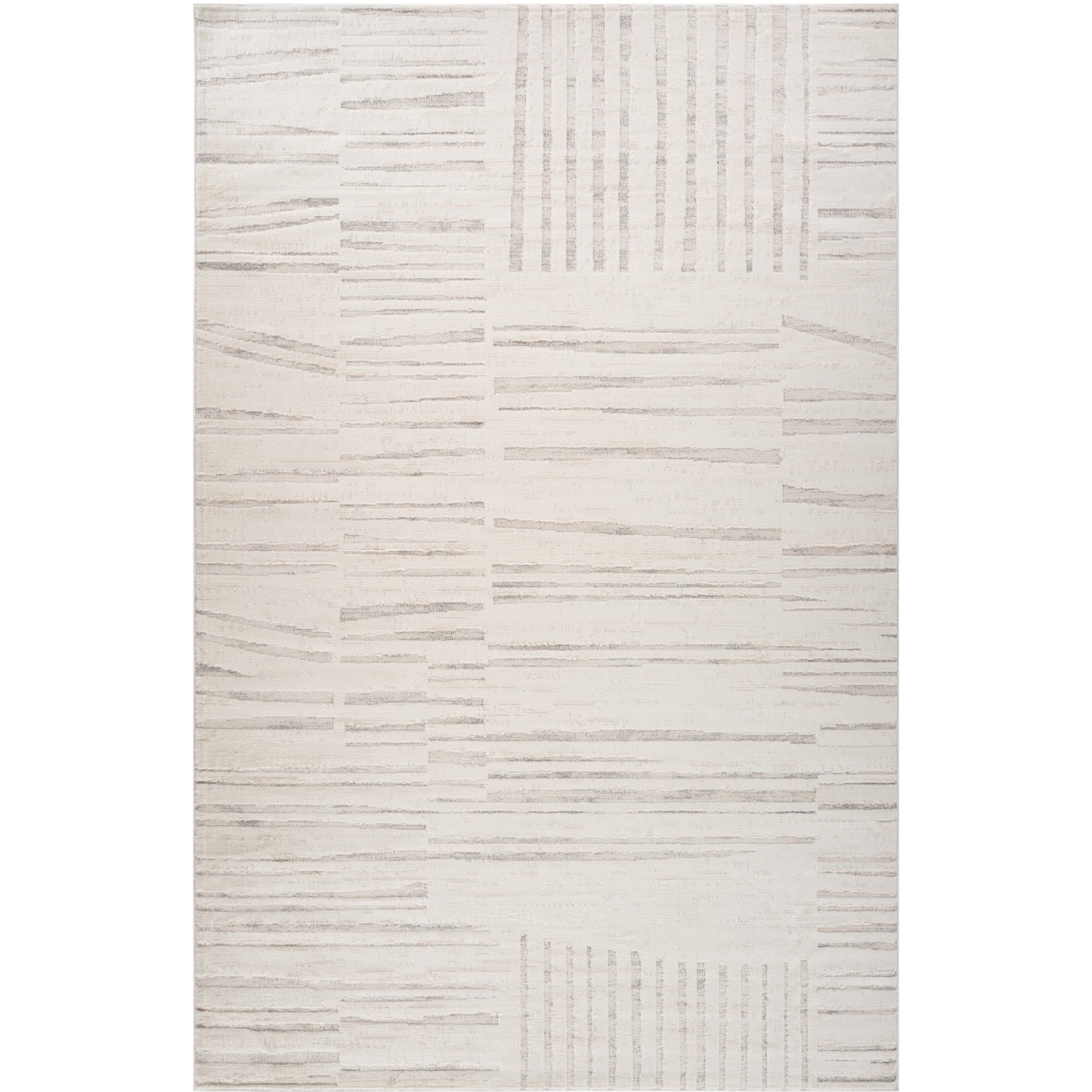 7' X 10' Gray and Beige Geometric Distressed Area Rug