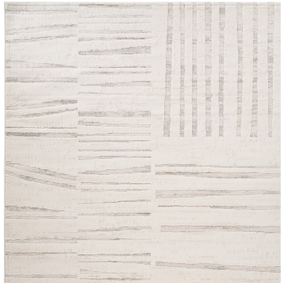 7' X 10' Gray and Beige Geometric Distressed Area Rug