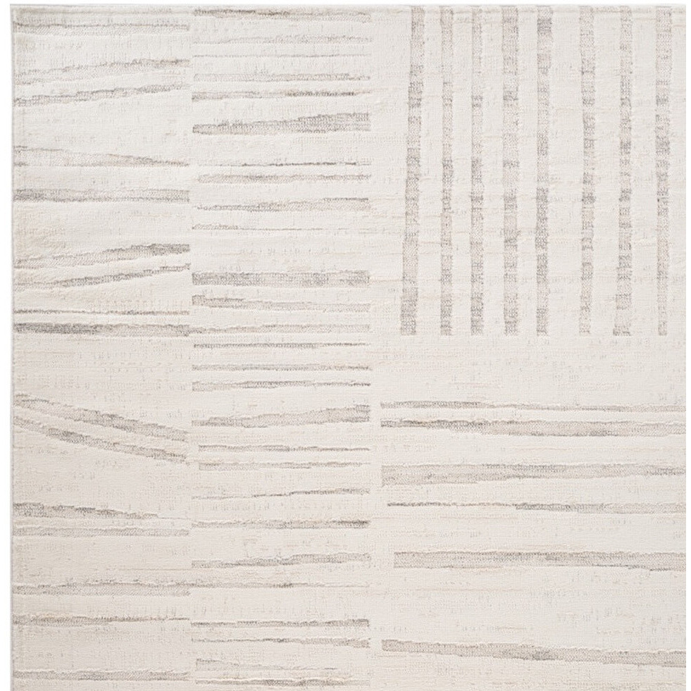 8' X 11' Gray and Beige Geometric Distressed Area Rug