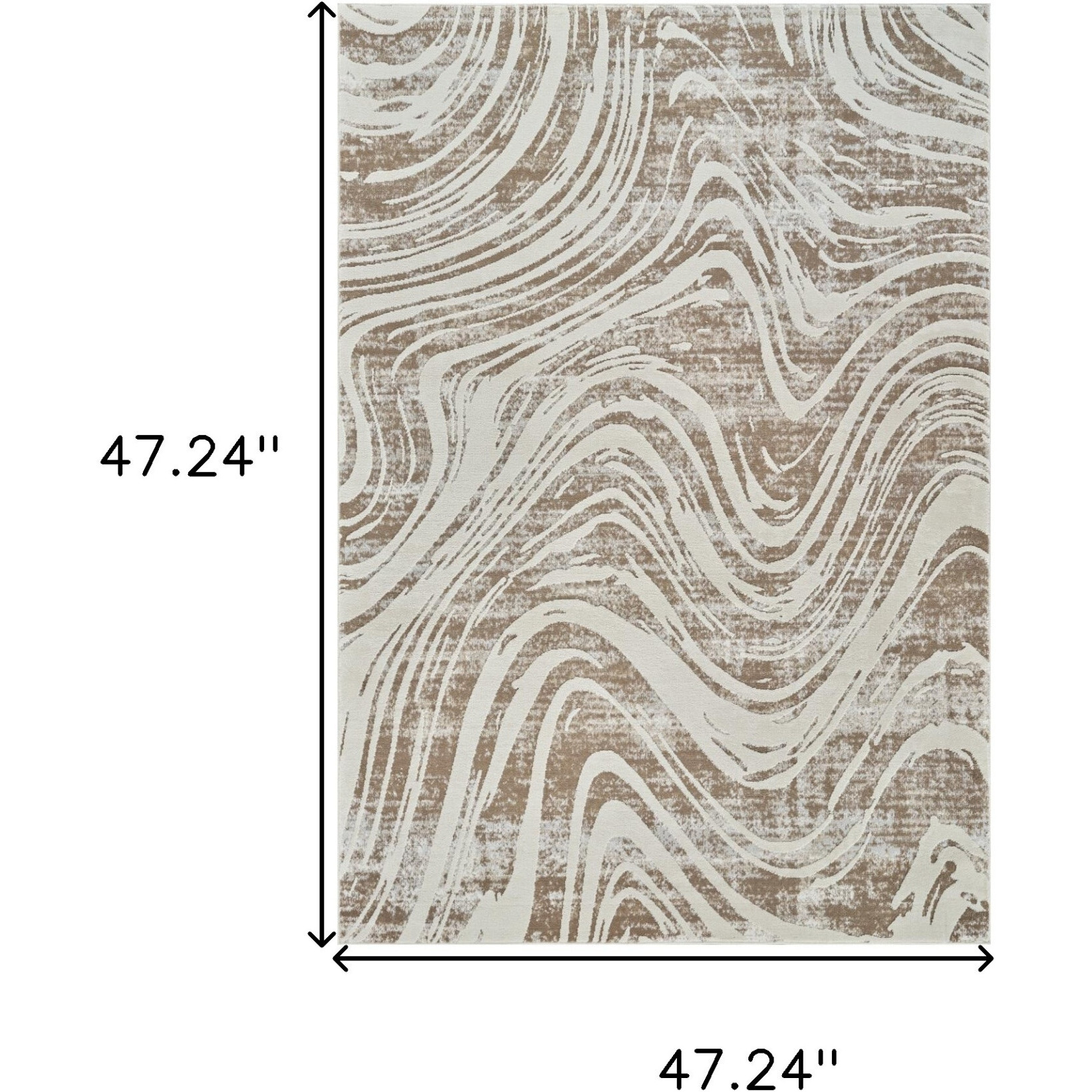 4' X 6' Beige and Brown Abstract Distressed Area Rug