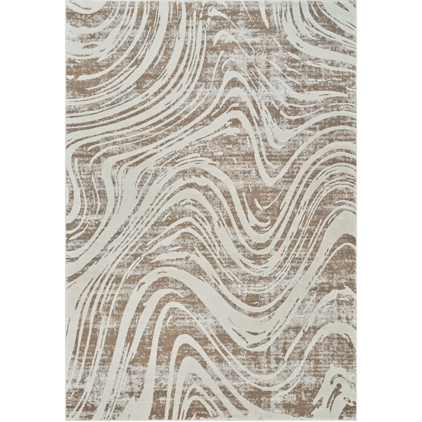 4' X 6' Beige and Brown Abstract Distressed Area Rug