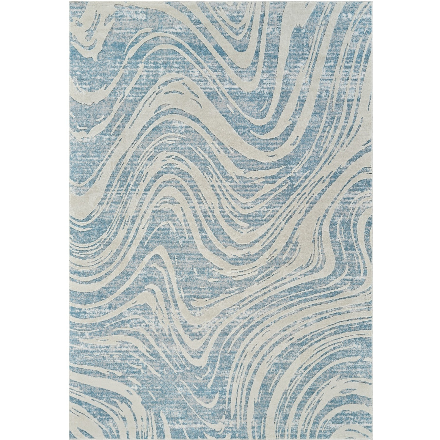4' X 6' Blue and Beige Abstract Distressed Area Rug