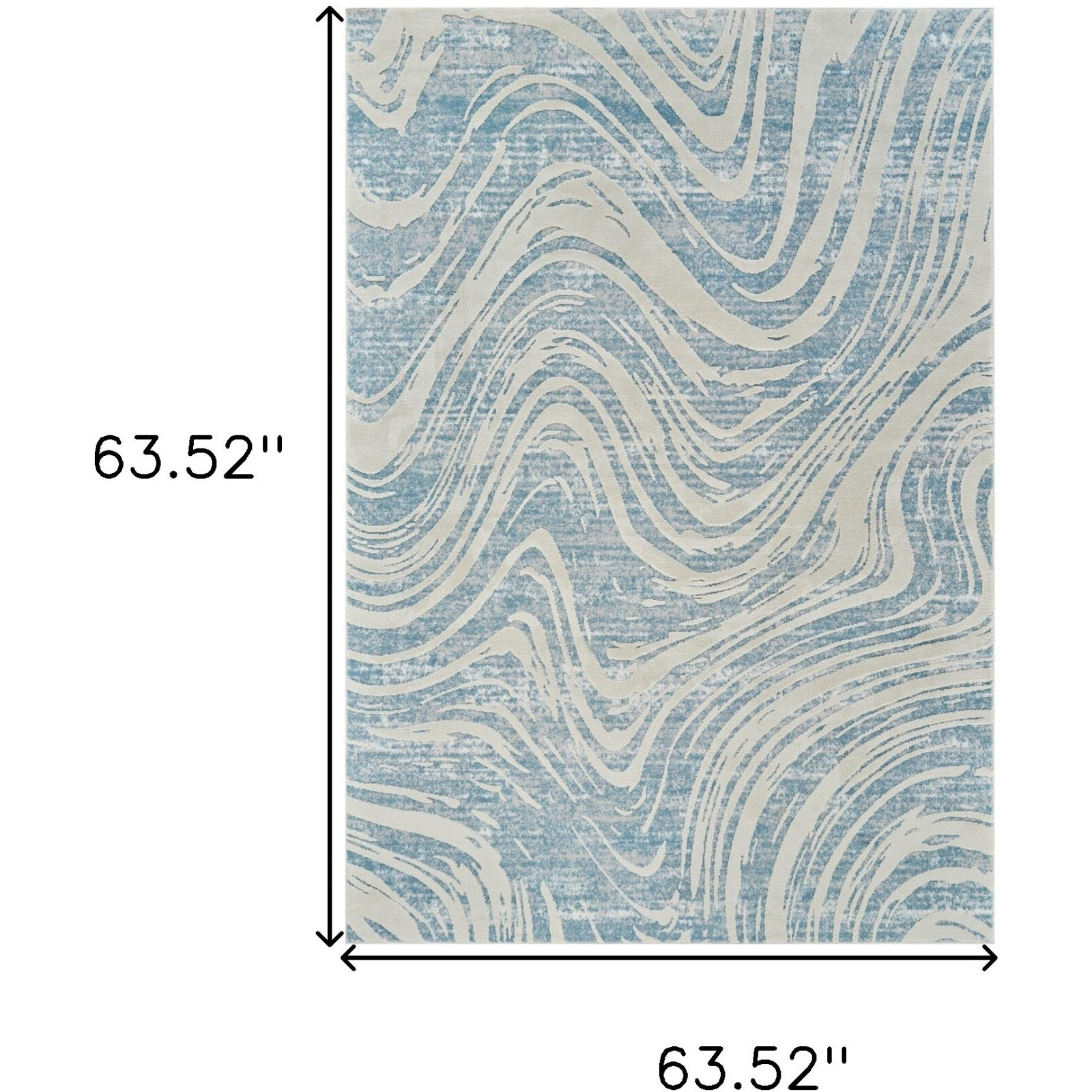 5' X 8' Blue and Beige Abstract Distressed Area Rug