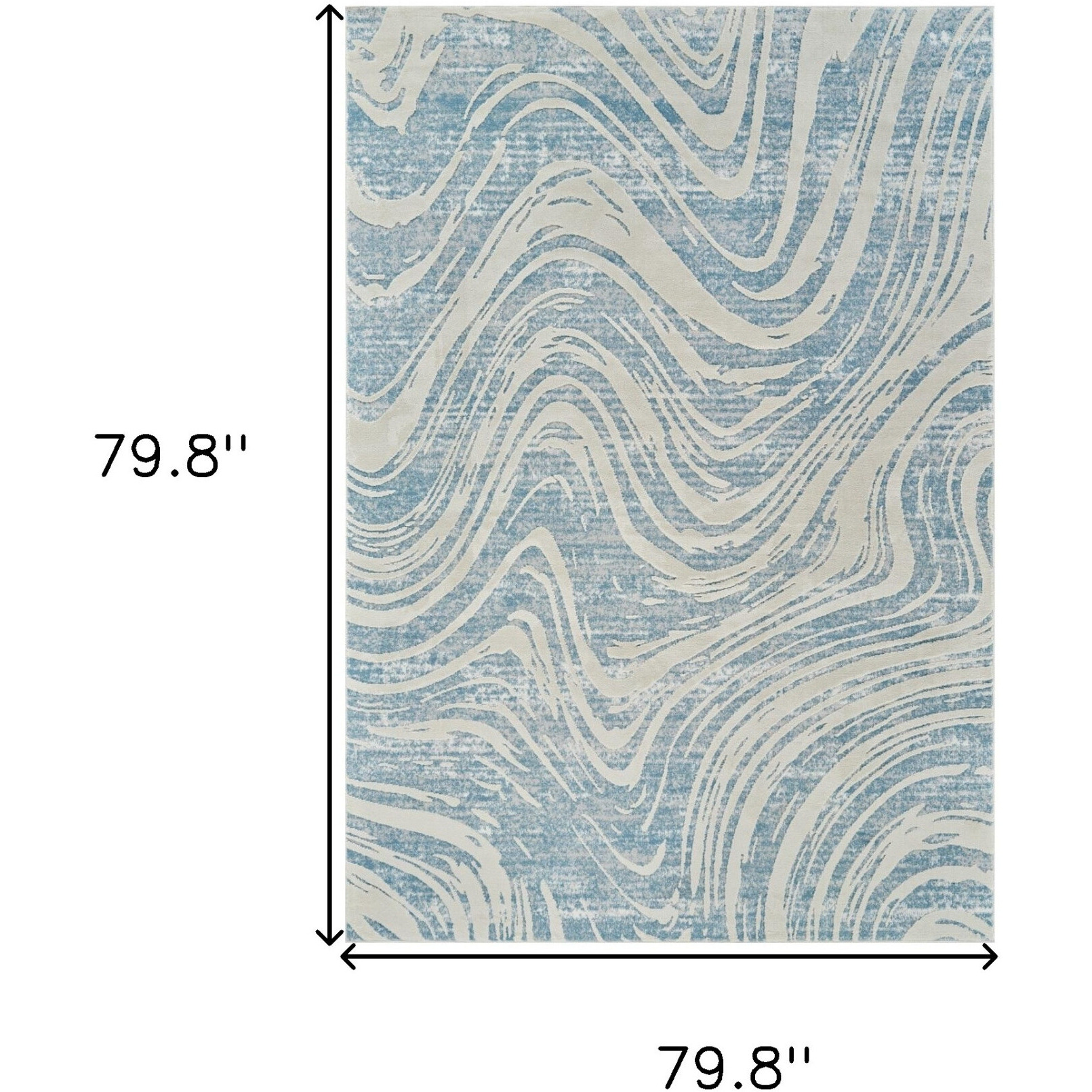 7' X 10' Blue and Beige Abstract Distressed Area Rug