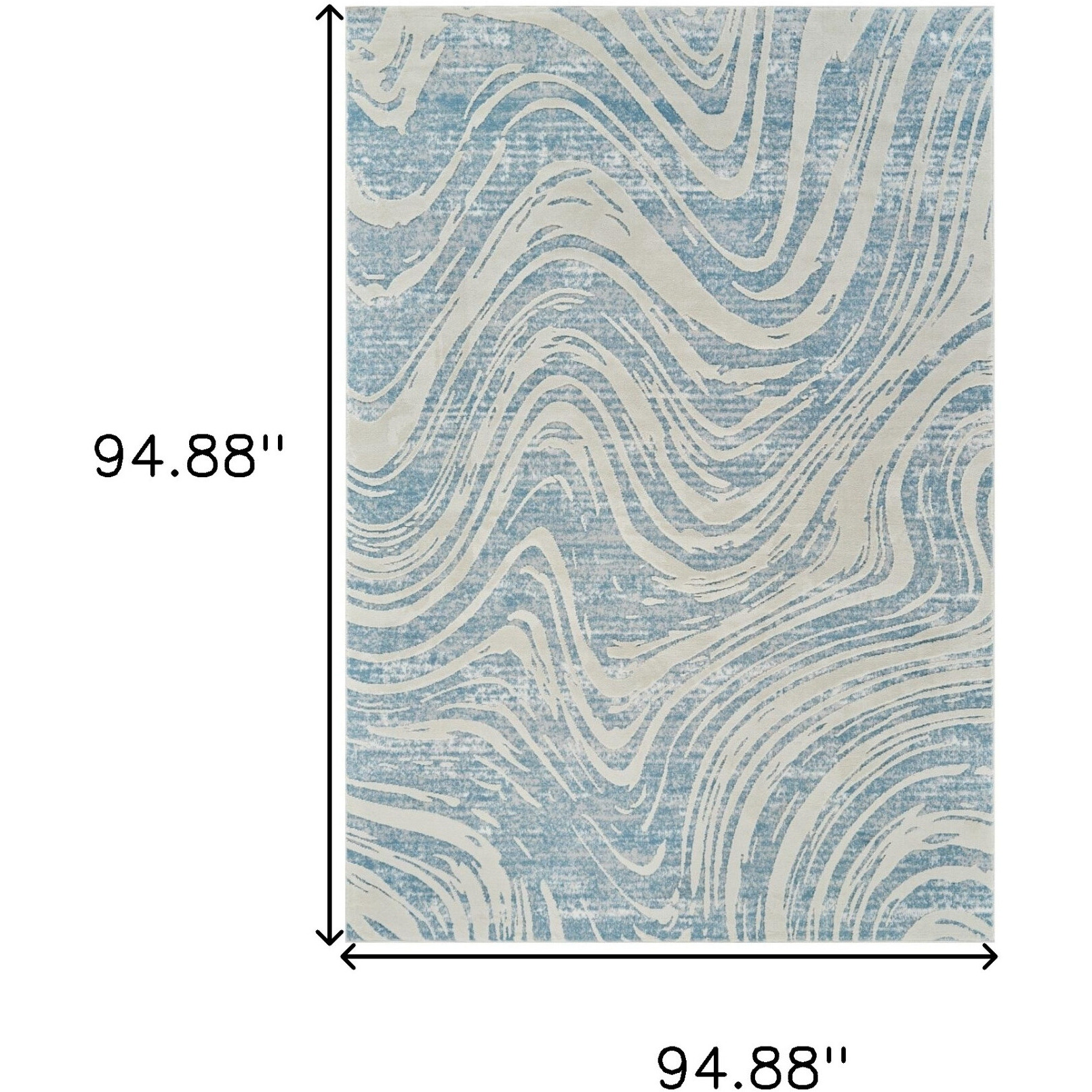 8' X 11' Blue and Beige Abstract Distressed Area Rug