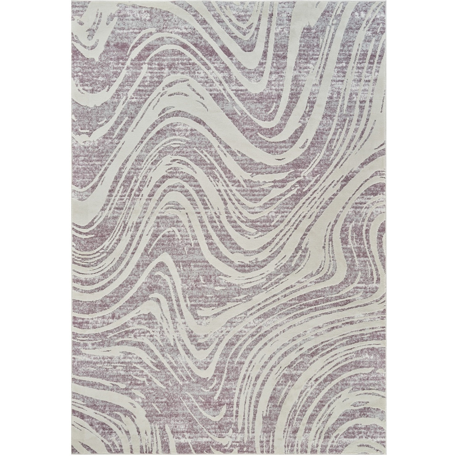5' X 8' Beige and Purple Abstract Distressed Area Rug