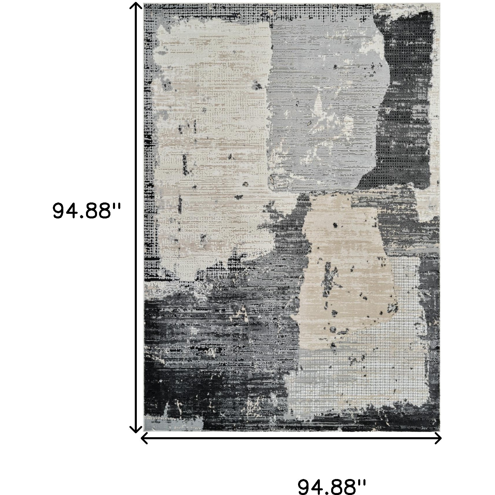 8' X 11' Beige and Black Abstract Distressed Area Rug