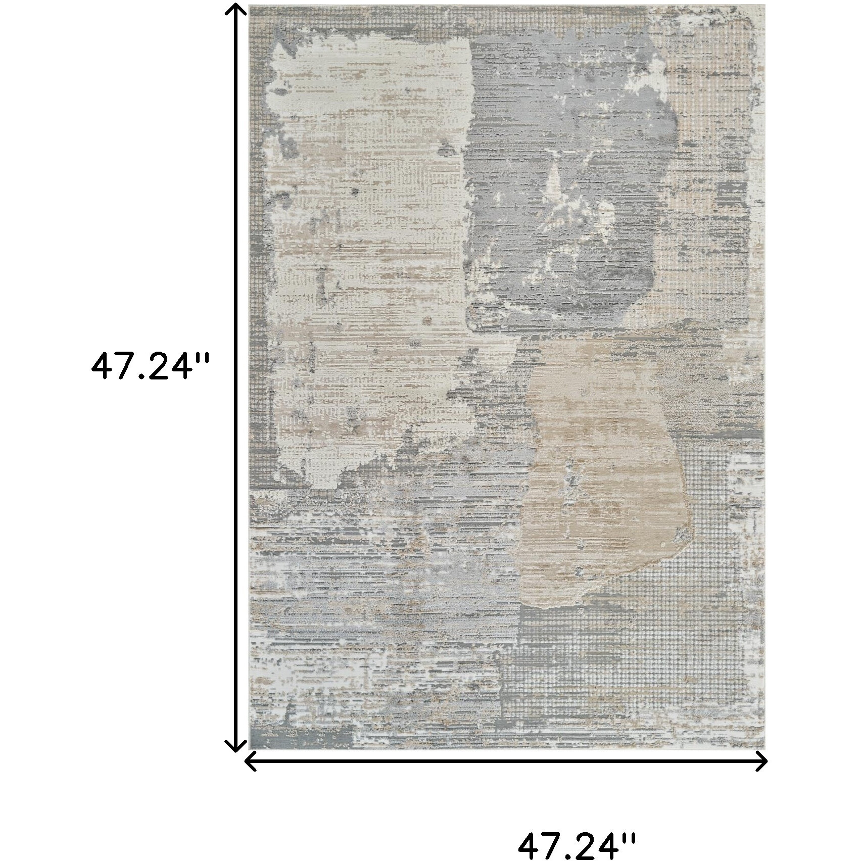 4' X 6' Gray and Cream Abstract Distressed Area Rug