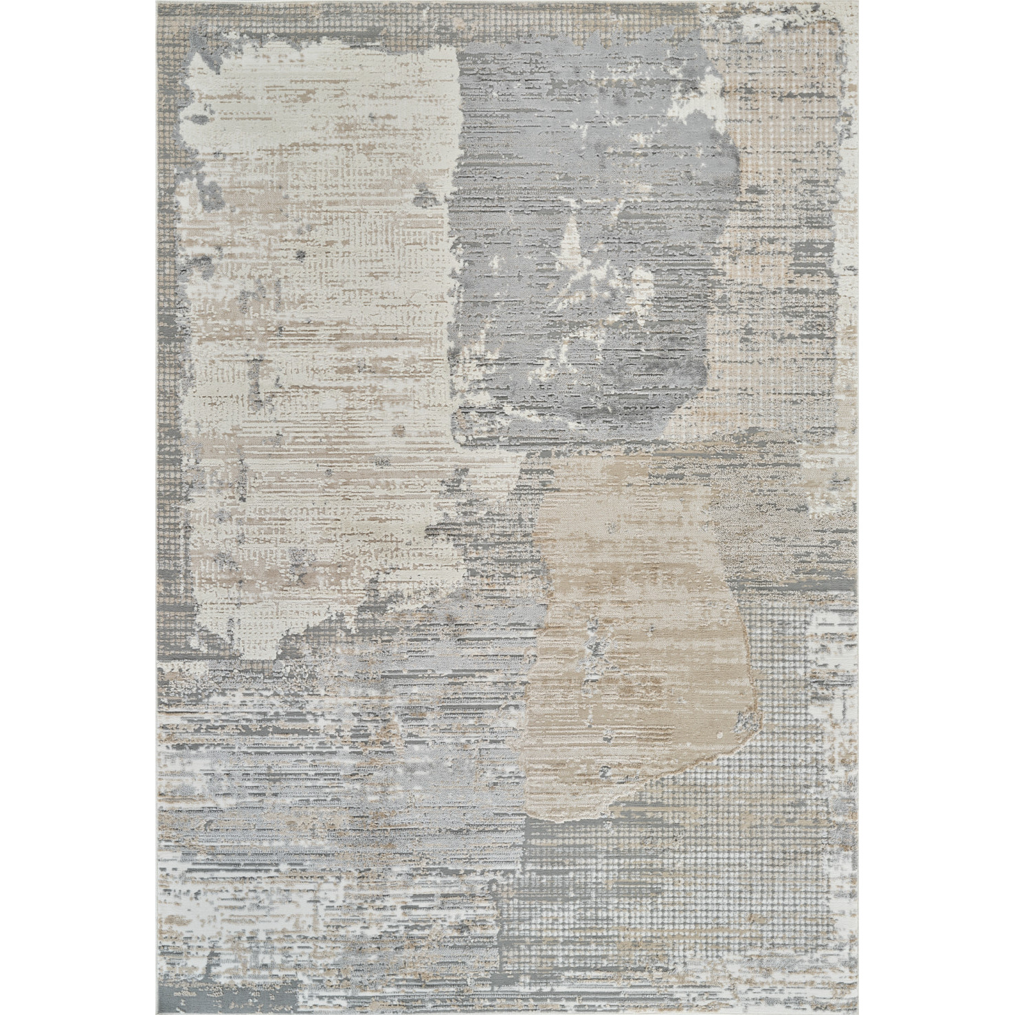 4' X 6' Gray and Cream Abstract Distressed Area Rug