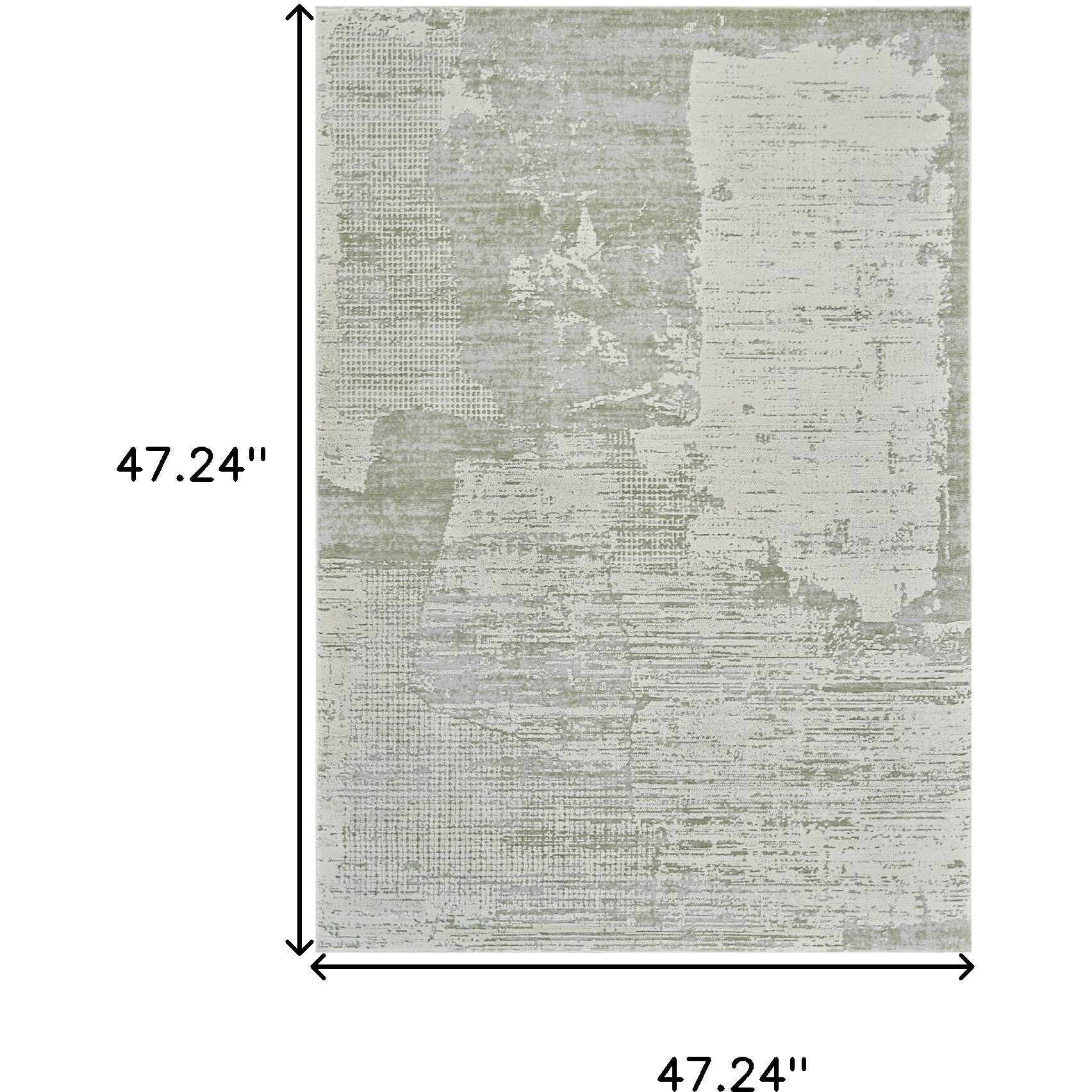 4' X 6' Beige and Green Abstract Distressed Area Rug