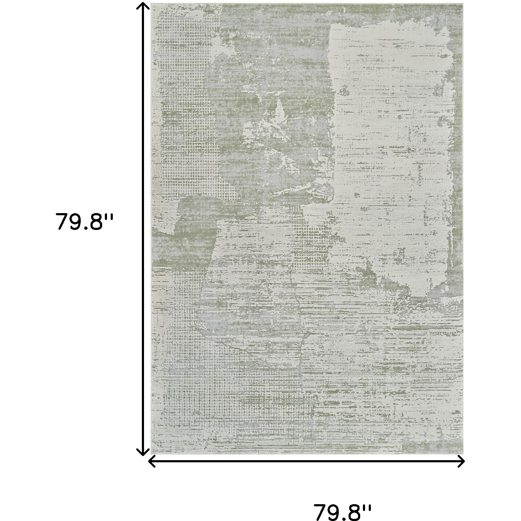 7' X 10' Beige and Green Abstract Distressed Area Rug