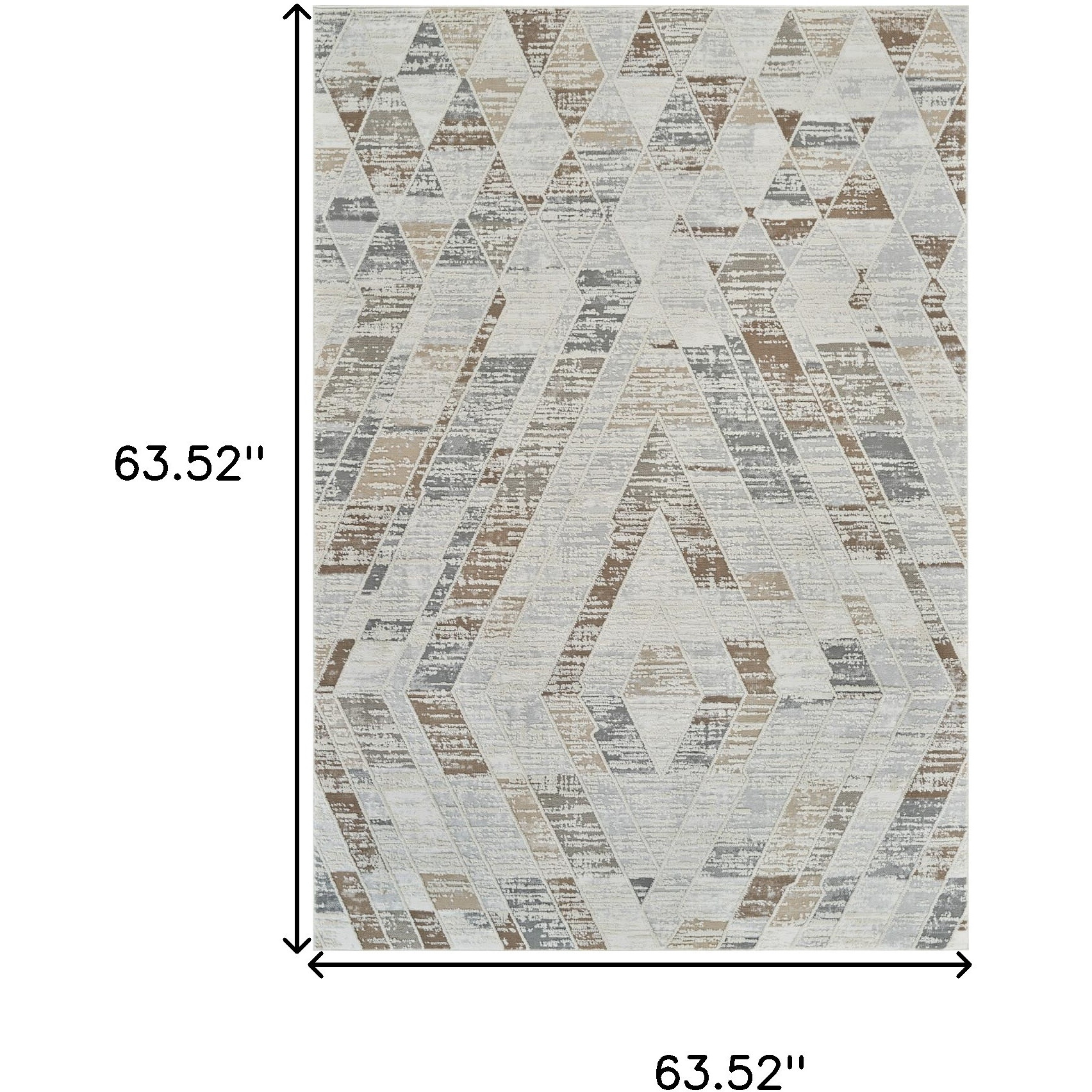 5' X 8' Beige and Brown Abstract Distressed Area Rug