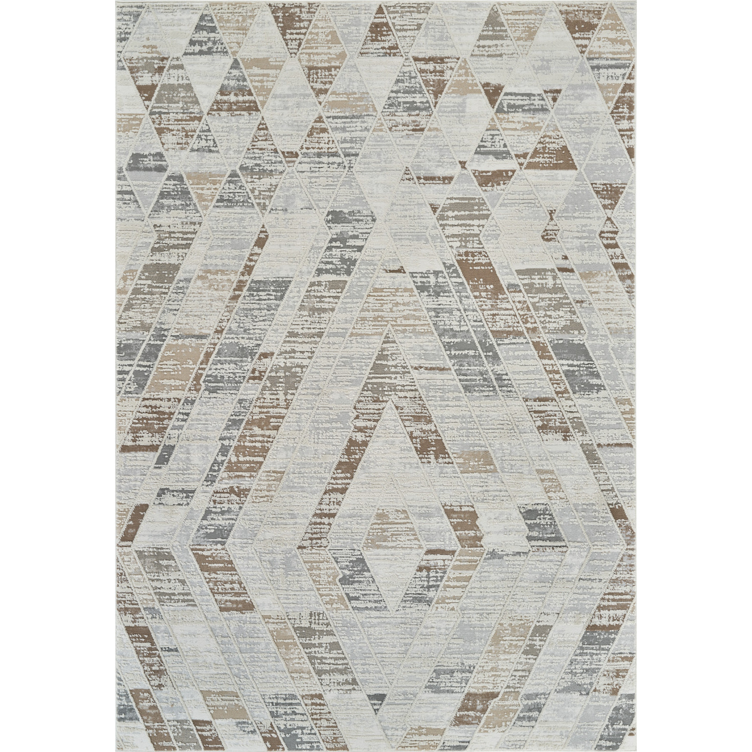 8' X 11' Beige and Brown Abstract Distressed Area Rug