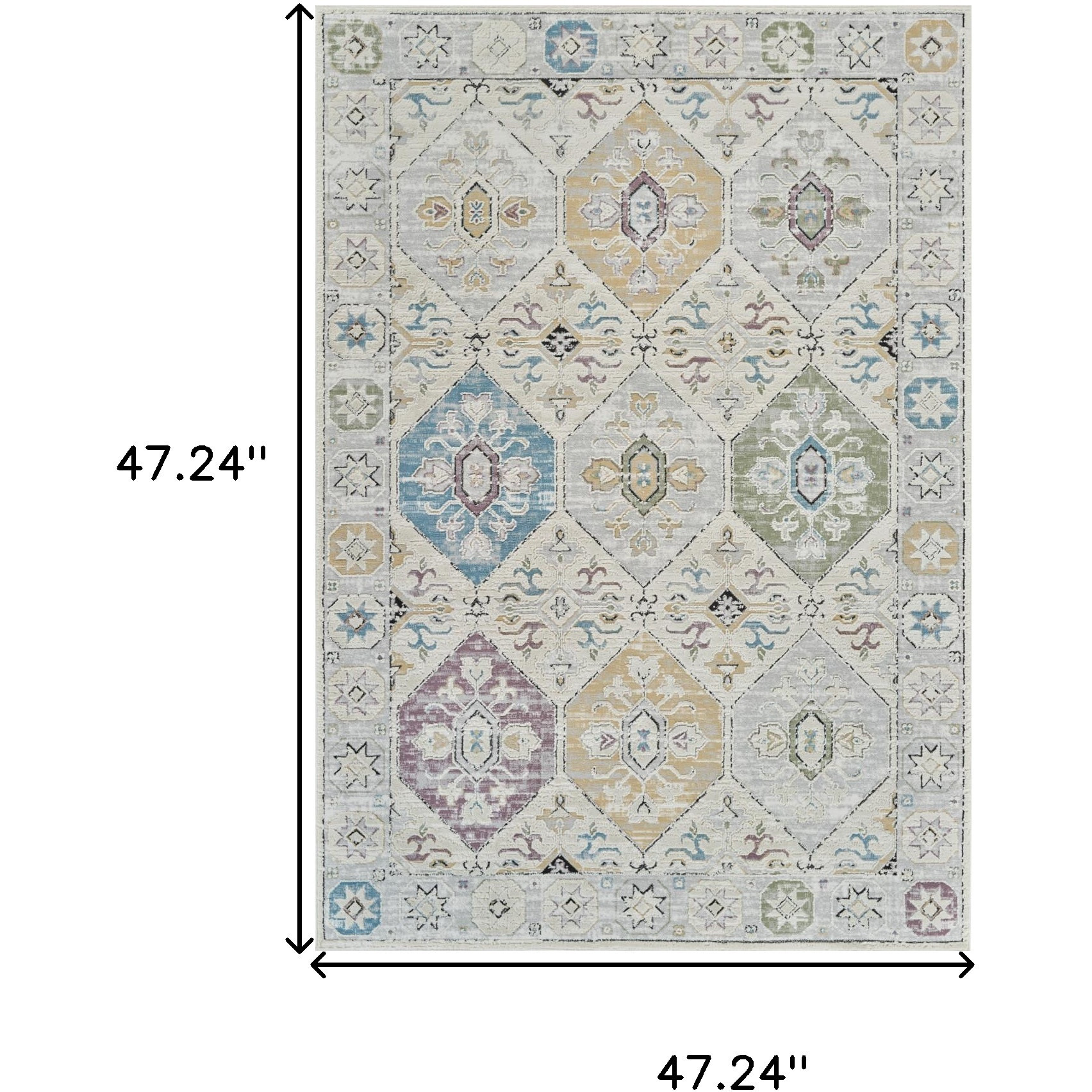 4' X 6' Beige and Gray Abstract Distressed Area Rug