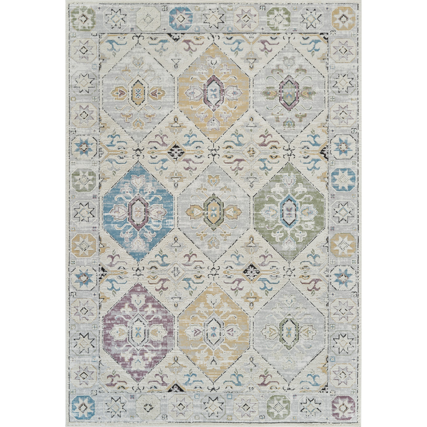 5' X 8' Beige and Gray Abstract Distressed Area Rug