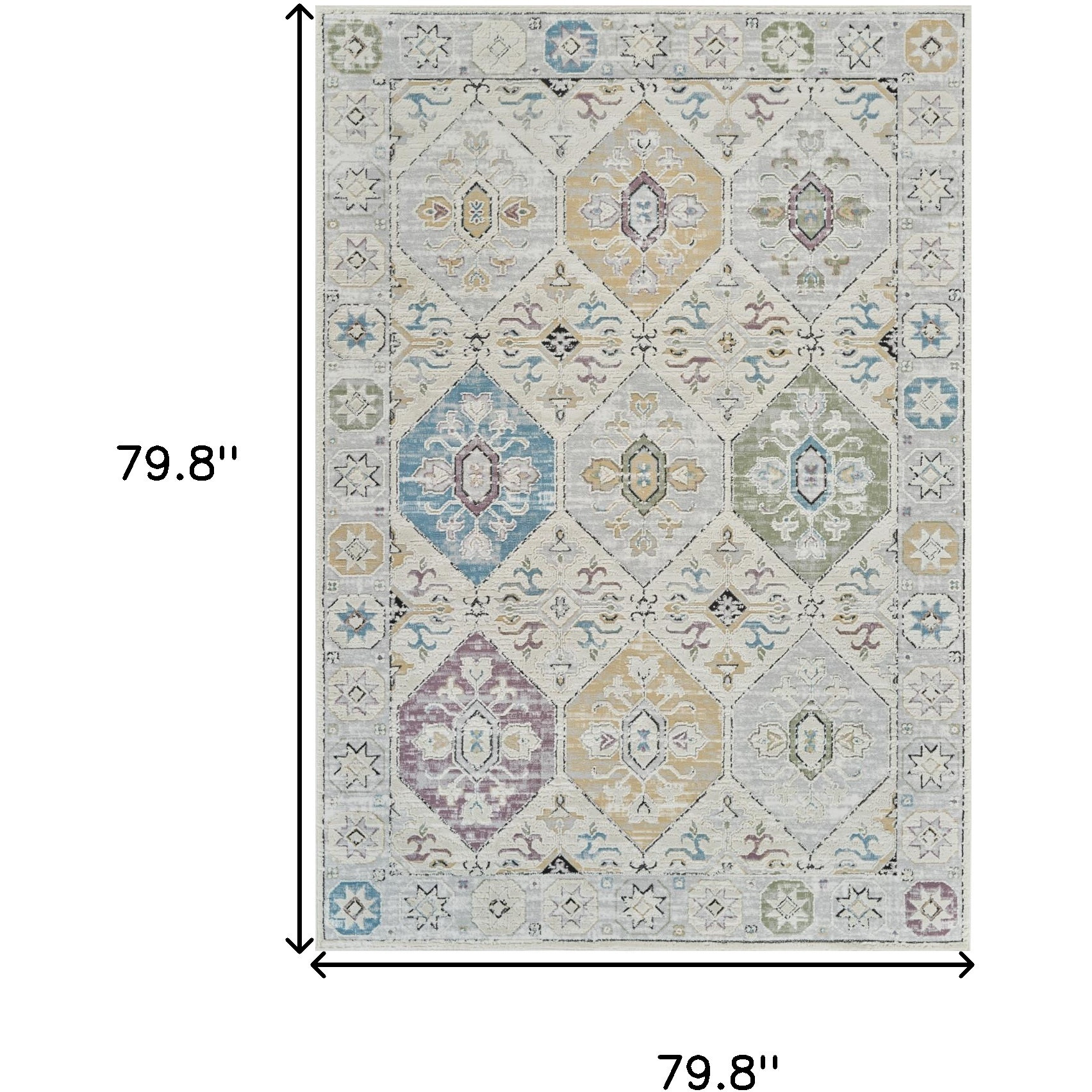 7' X 10' Beige and Gray Abstract Distressed Area Rug