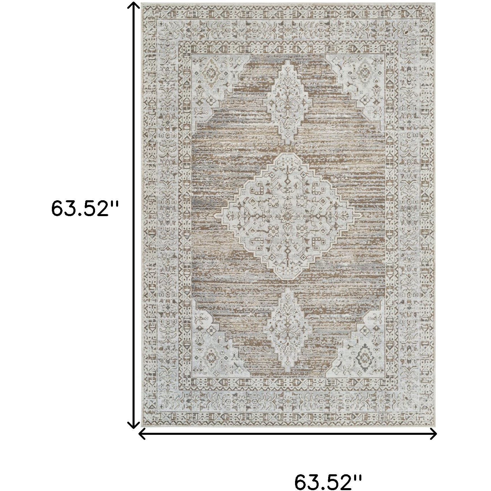 5' X 8' Beige and Brown Abstract Distressed Area Rug