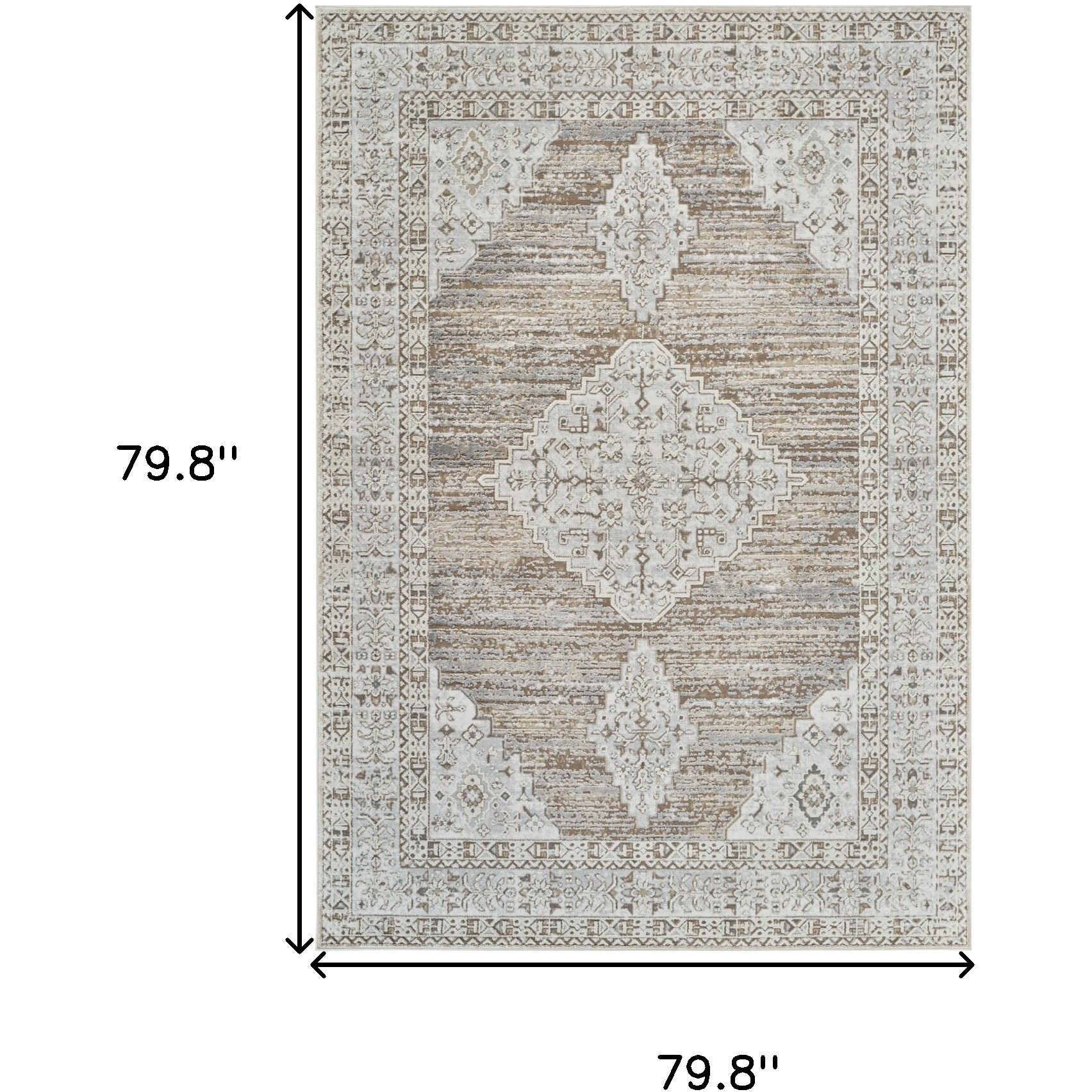 7' X 10' Beige and Brown Abstract Distressed Area Rug