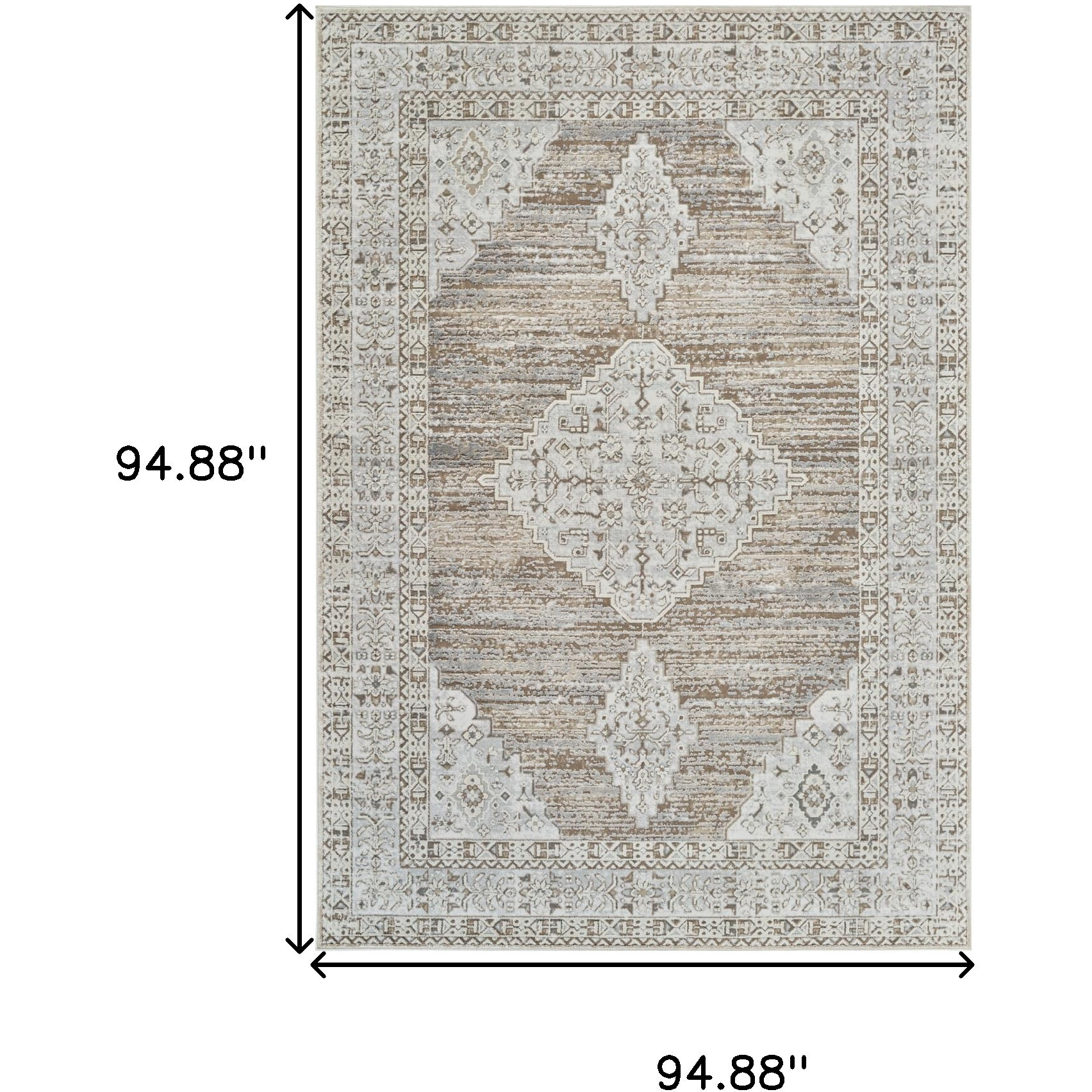 8' X 11' Beige and Brown Abstract Distressed Area Rug