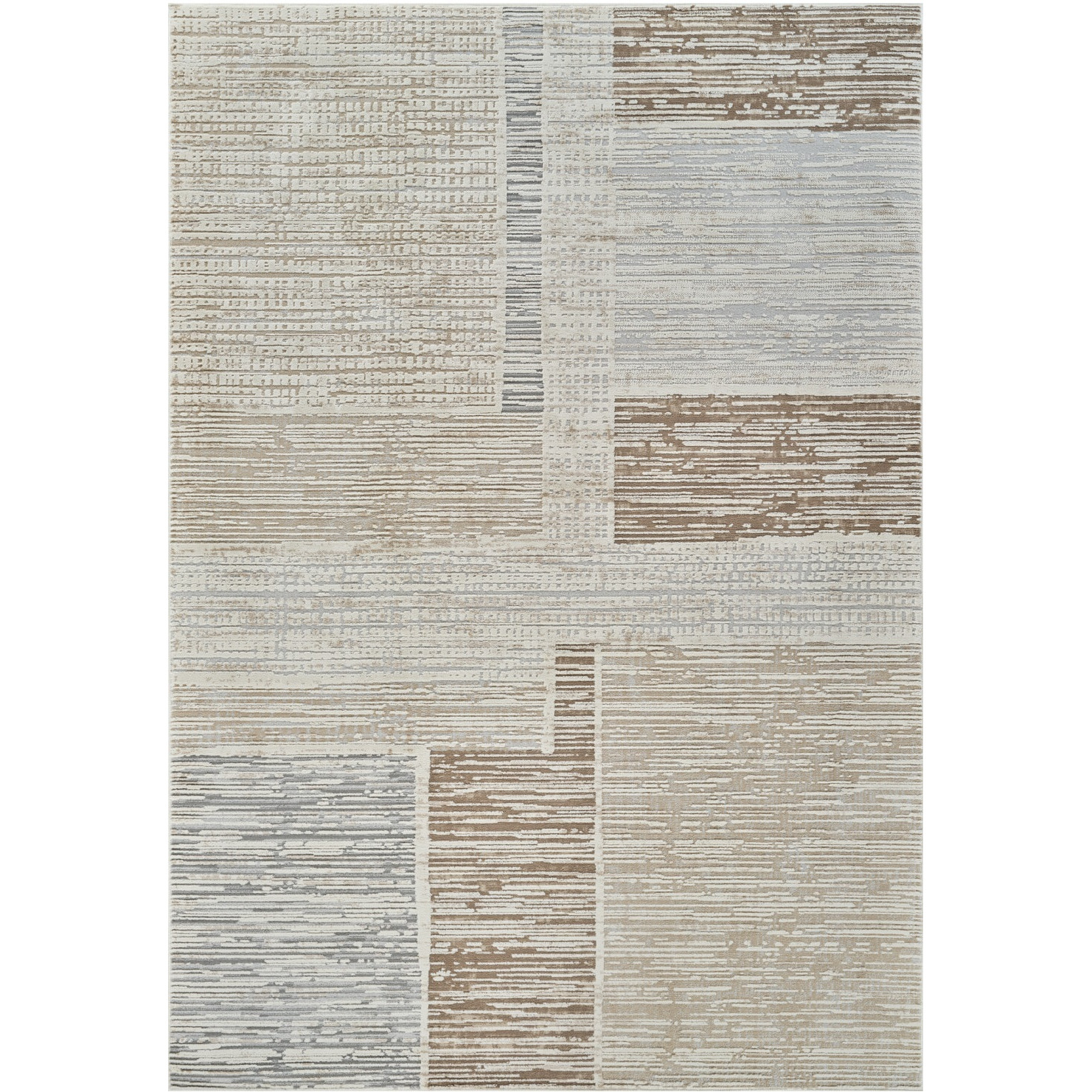 4' X 6' Beige and Brown Abstract Distressed Area Rug