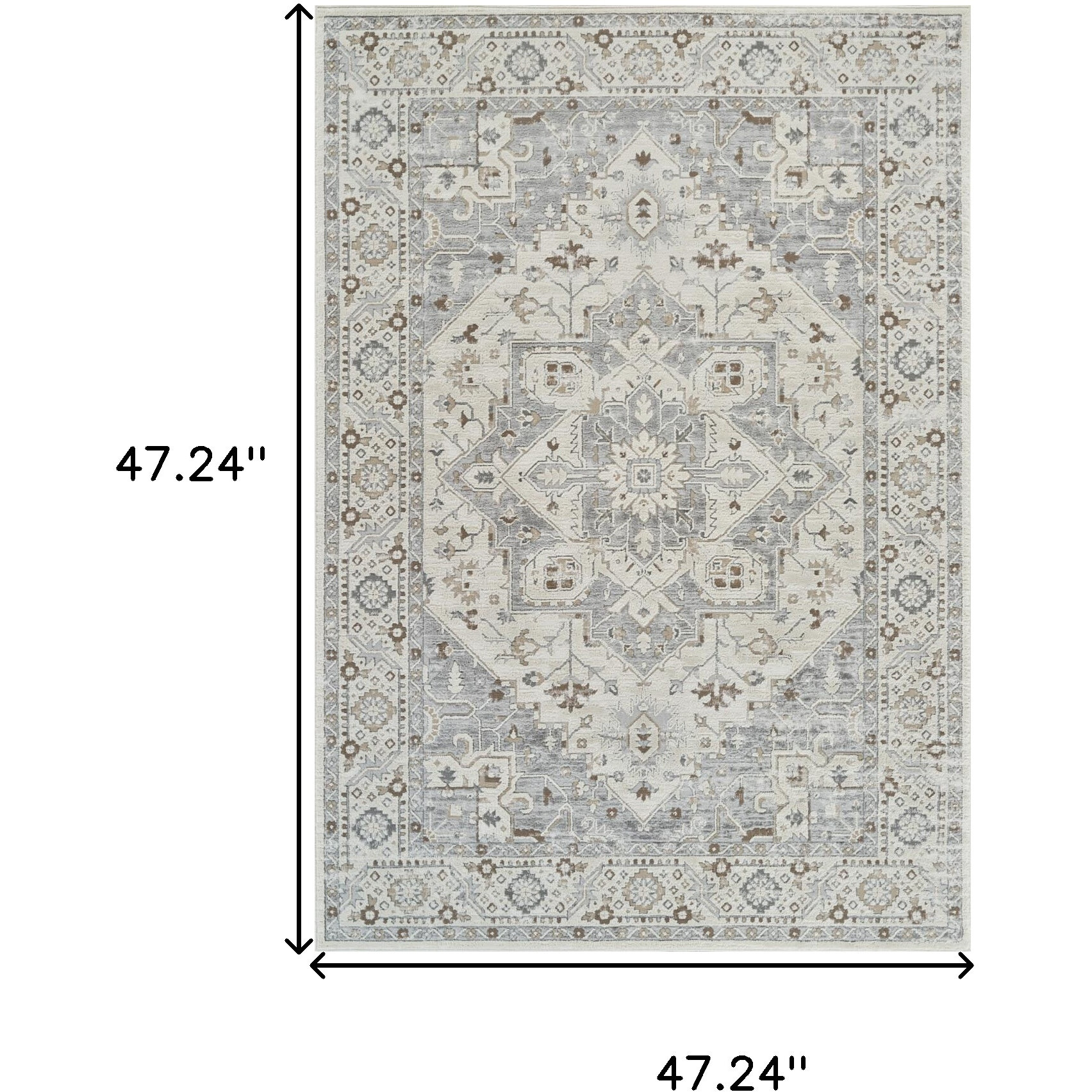 4' X 6' Gray and Beige Oriental Distressed Area Rug