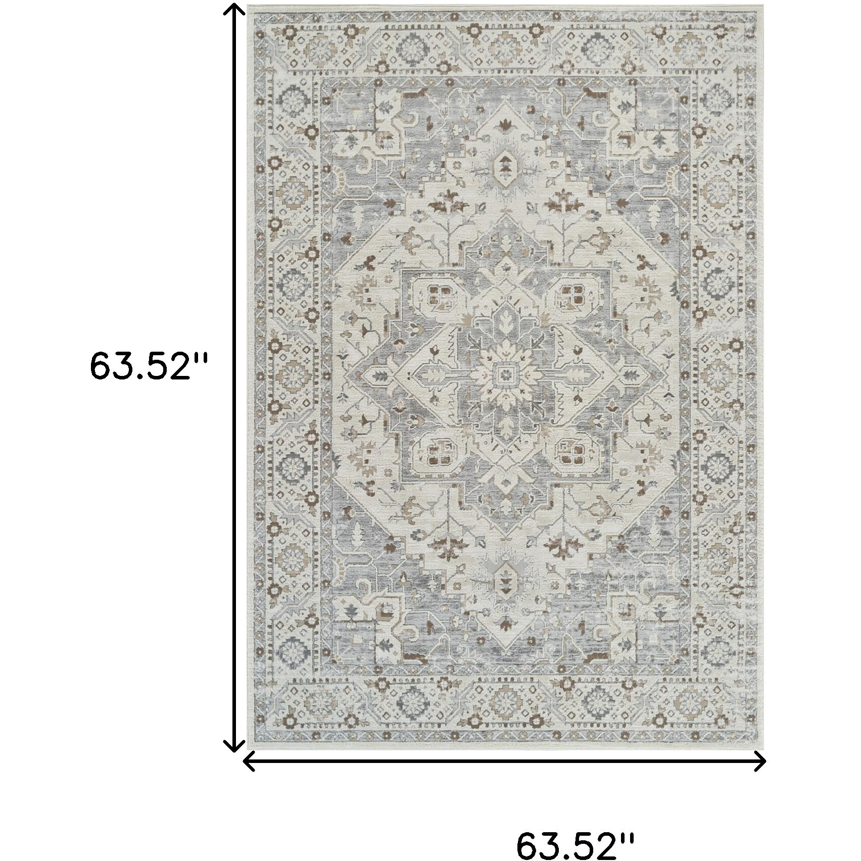 5' X 8' Gray and Beige Oriental Distressed Area Rug