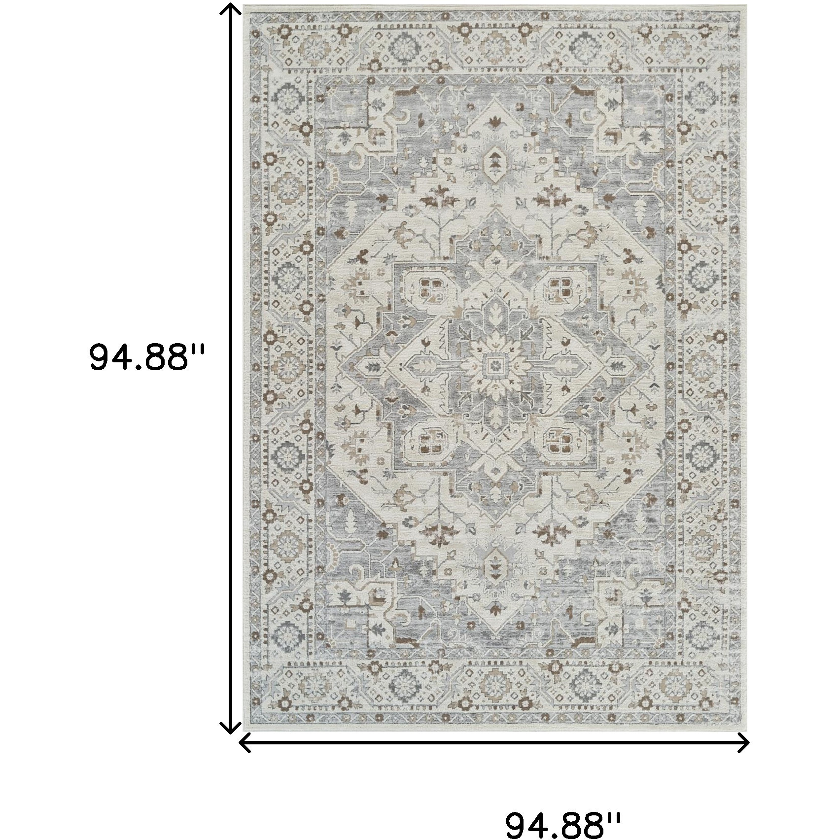 8' X 11' Gray and Beige Oriental Distressed Area Rug