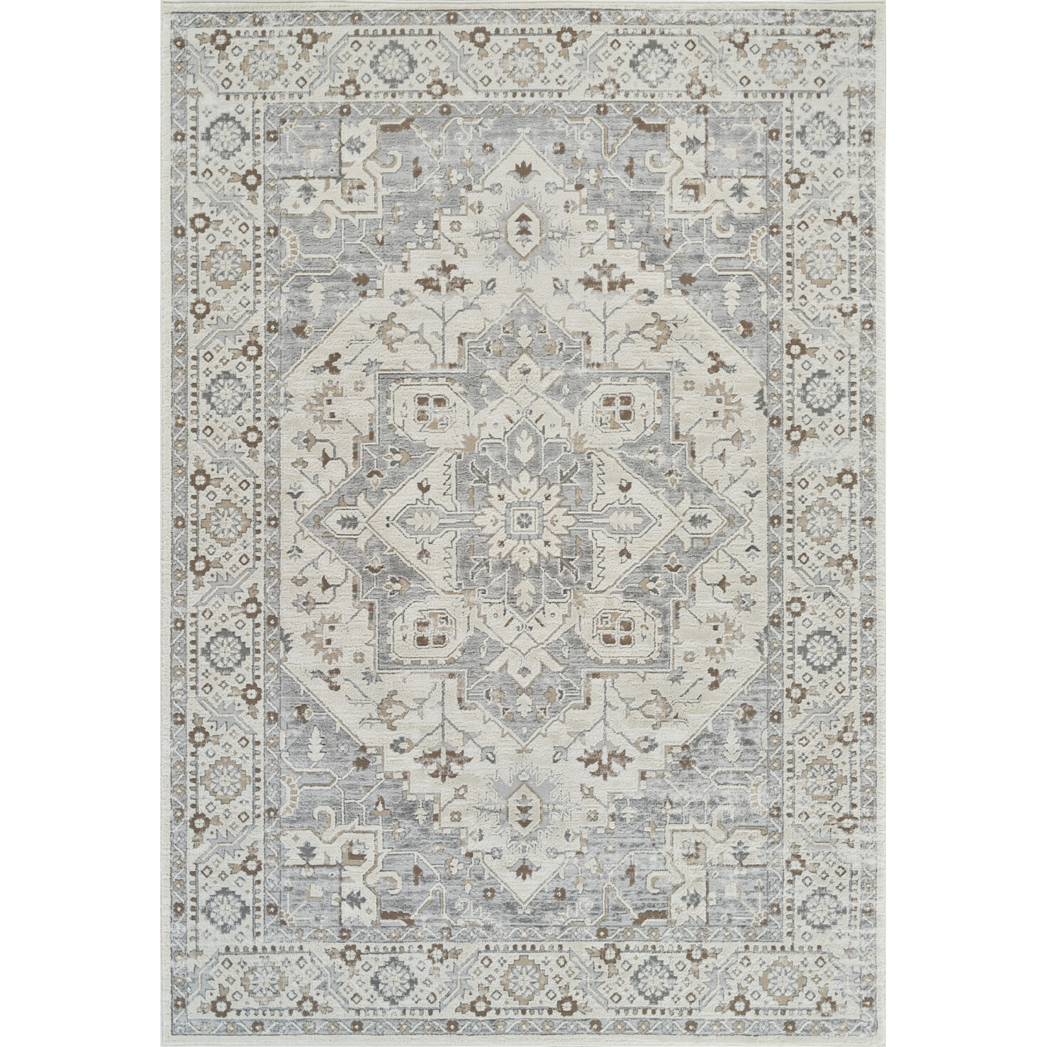 8' X 11' Gray and Beige Oriental Distressed Area Rug
