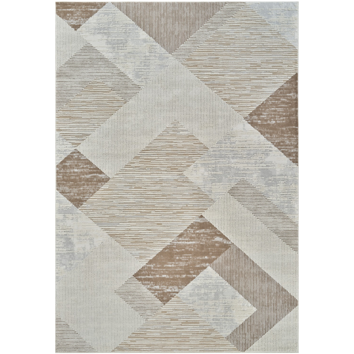 5' X 8' Beige and Brown Abstract Distressed Area Rug
