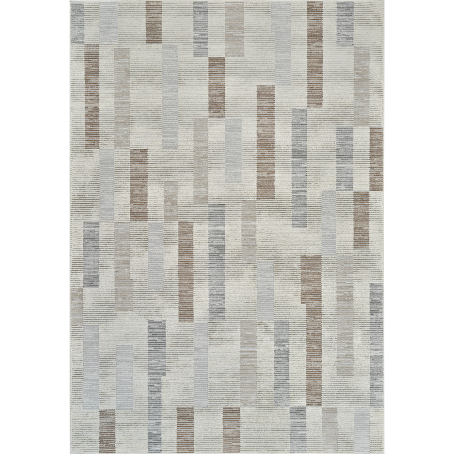 4' X 6' Beige and Brown Abstract Distressed Area Rug