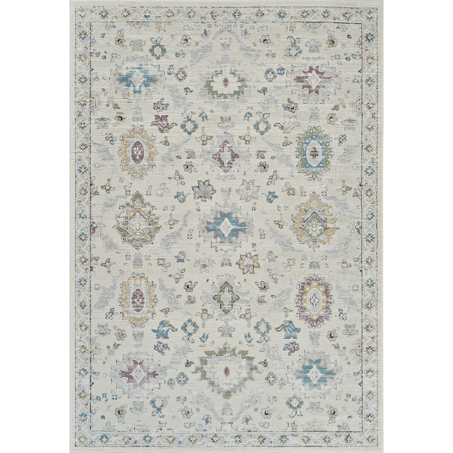 7' X 10' Cream and Beige Abstract Distressed Area Rug