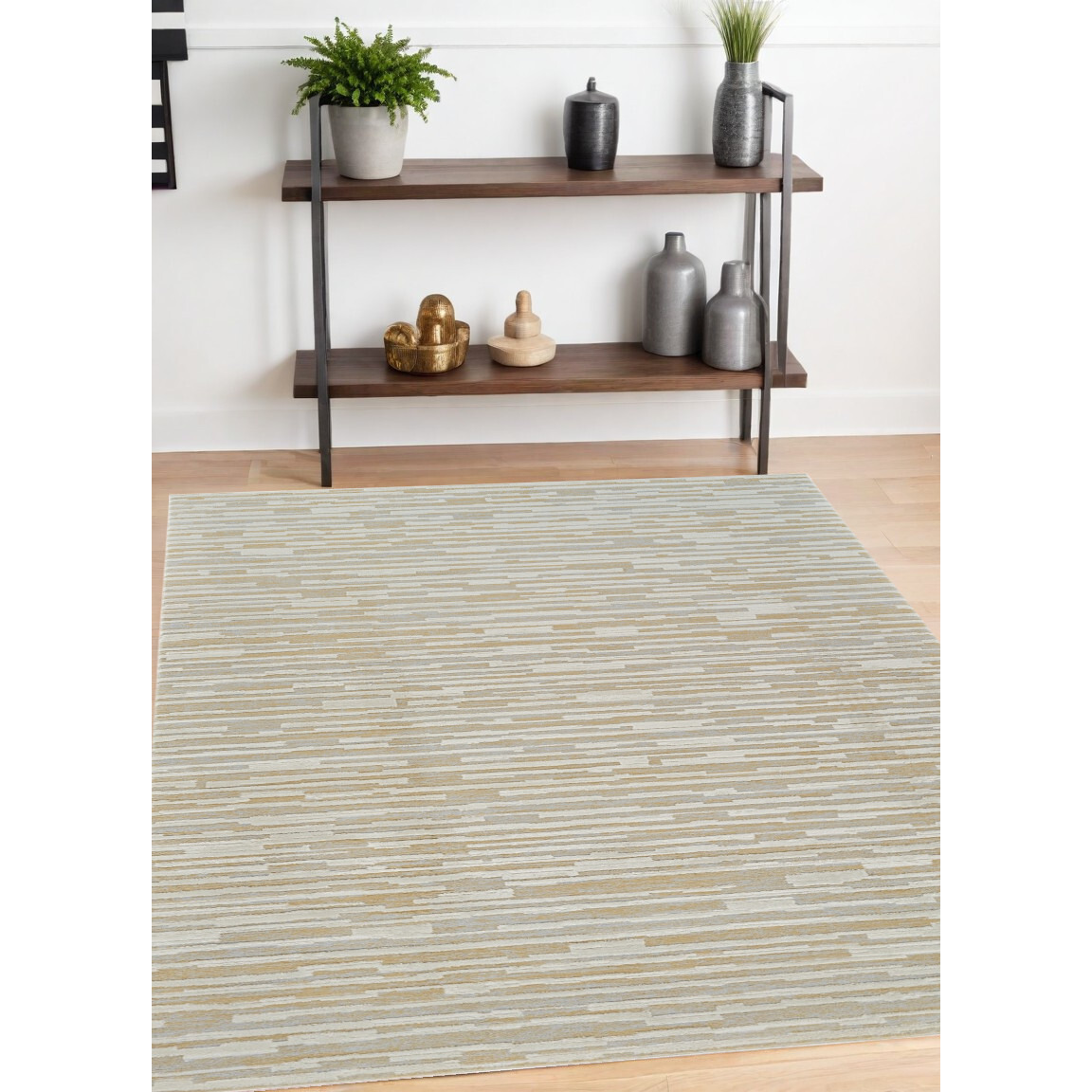 4' X 6' Beige and Brown Abstract Distressed Area Rug