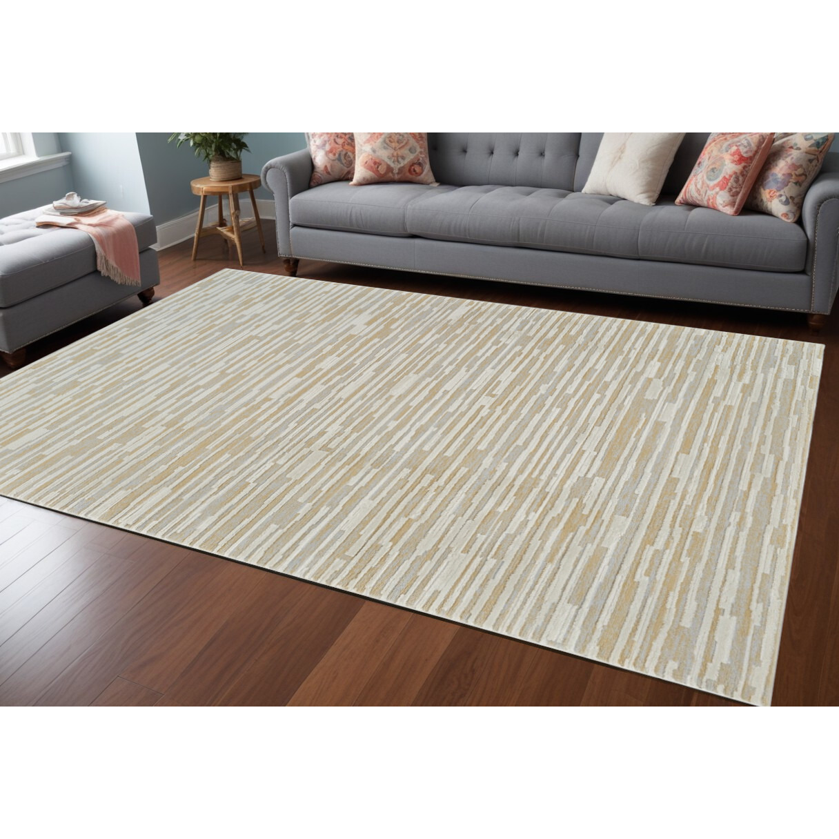 8' X 11' Beige and Brown Abstract Distressed Area Rug