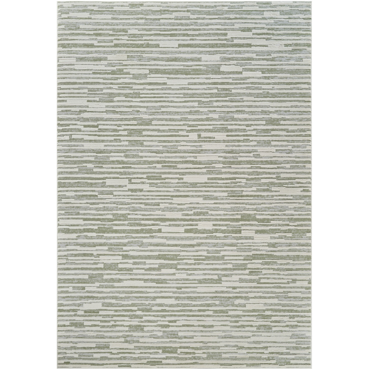 5' X 8' Beige and Green Abstract Distressed Area Rug