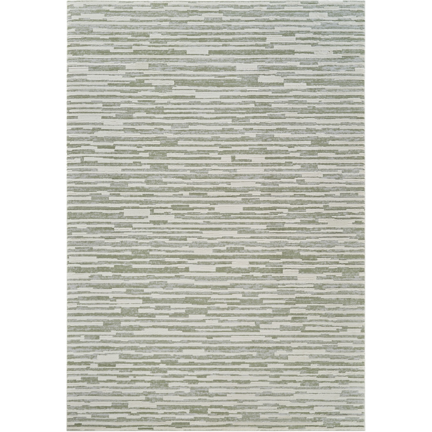8' X 11' Beige and Green Abstract Distressed Area Rug