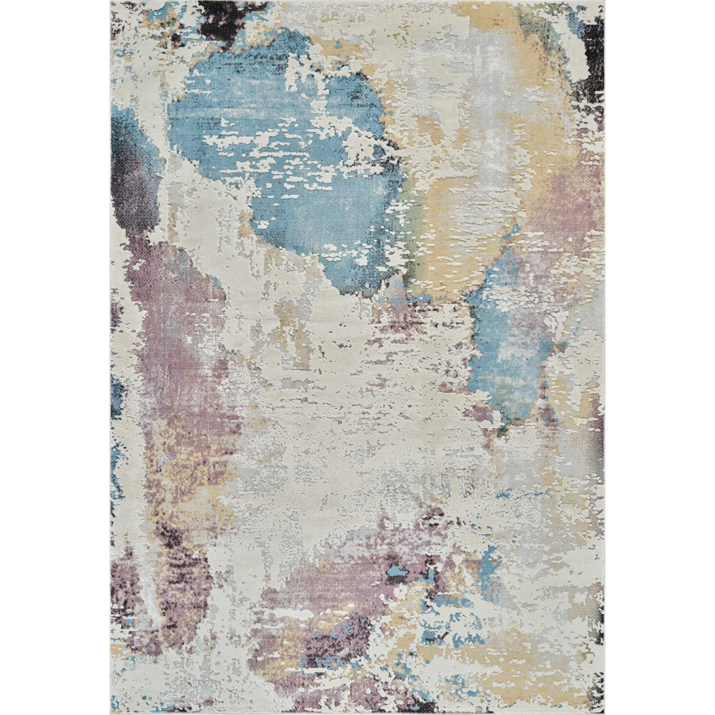 8' X 11' Beige and Blue Abstract Distressed Area Rug